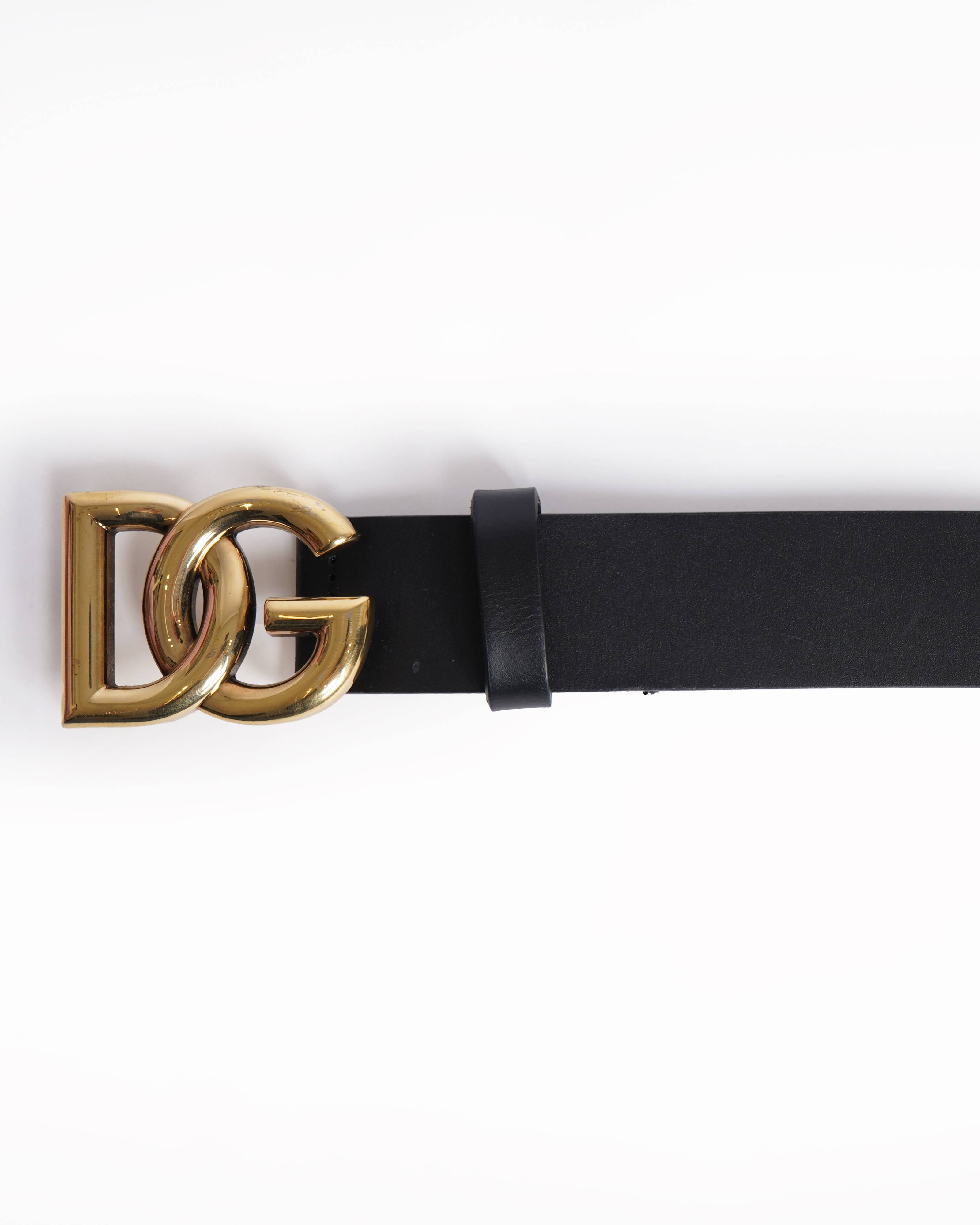Dolce & Gabbana Lux leather belt with crossover DG logo buckle
