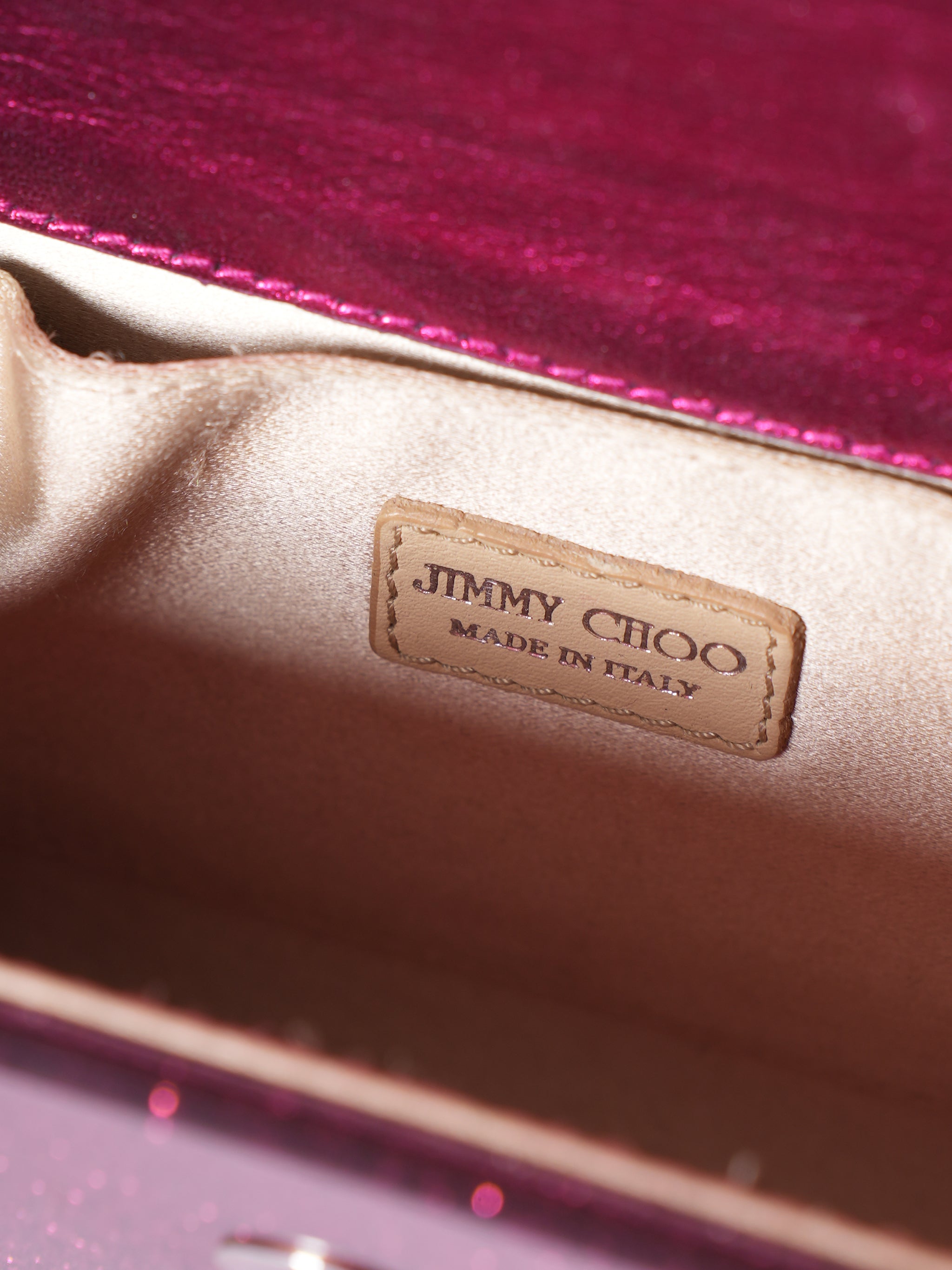 Jimmy Choo Pink Acrylic Shimmer Crossbody Bag