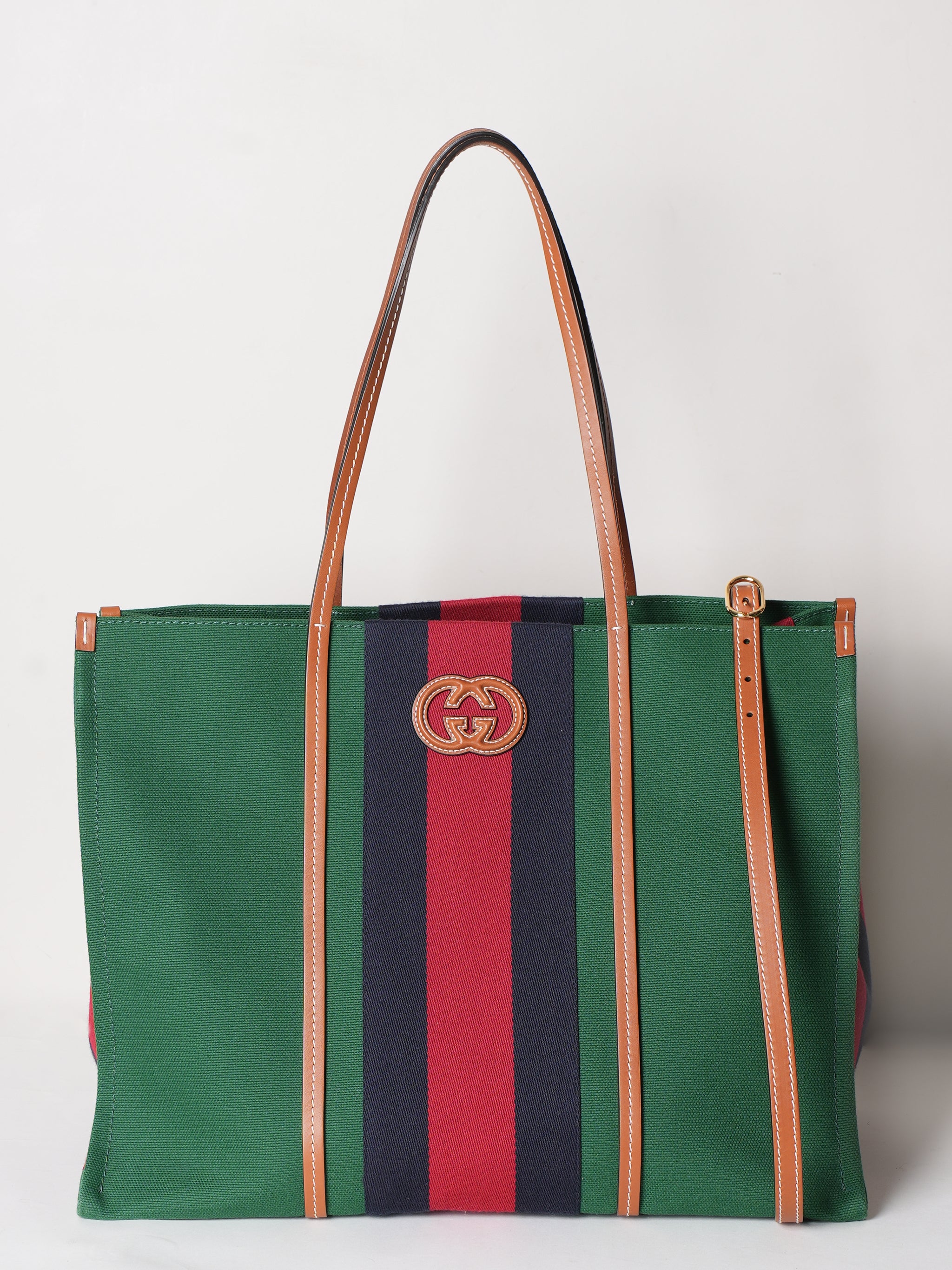 Gucci Interlocking Green Leather Tote Bag