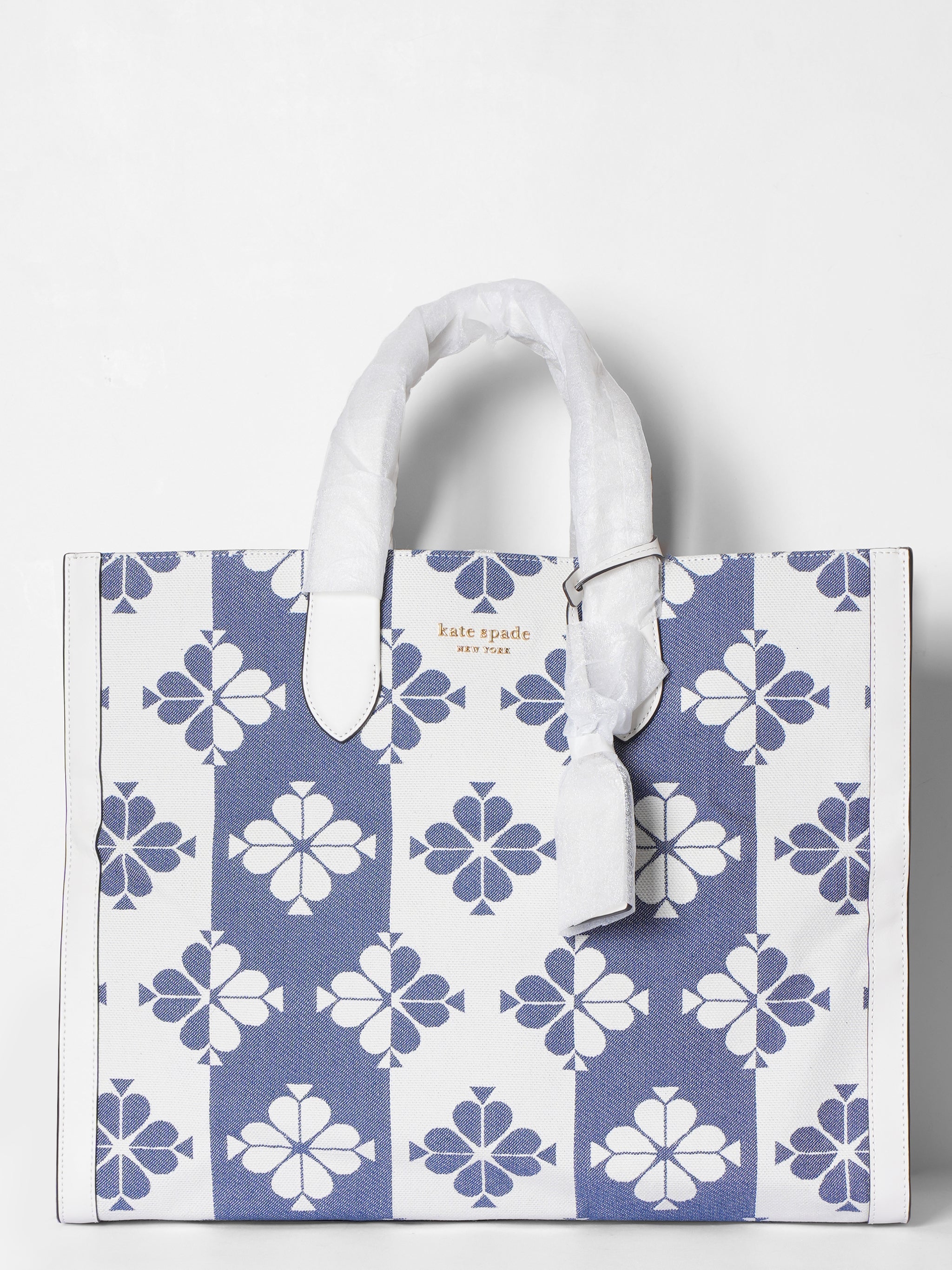 New Kate Spade Flower Two Tone Canvas Manhattan Large Tote Bag