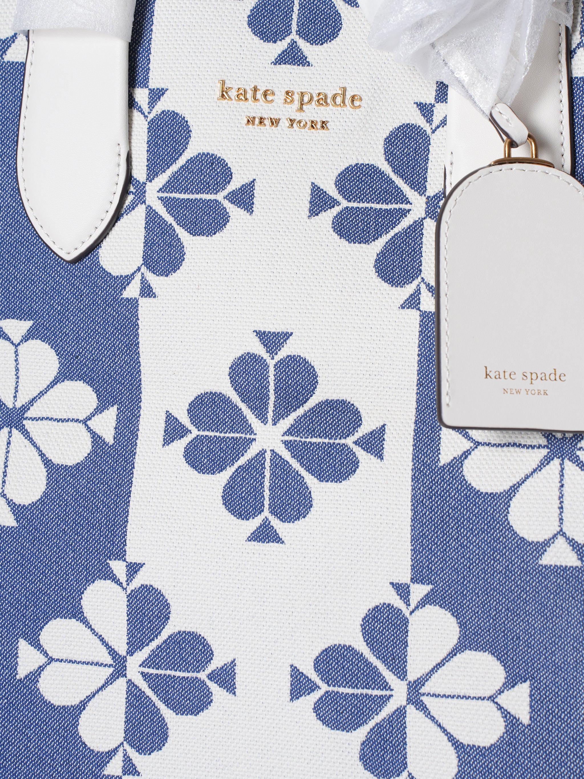 New Kate Spade Flower Two Tone Canvas Manhattan Large Tote Bag
