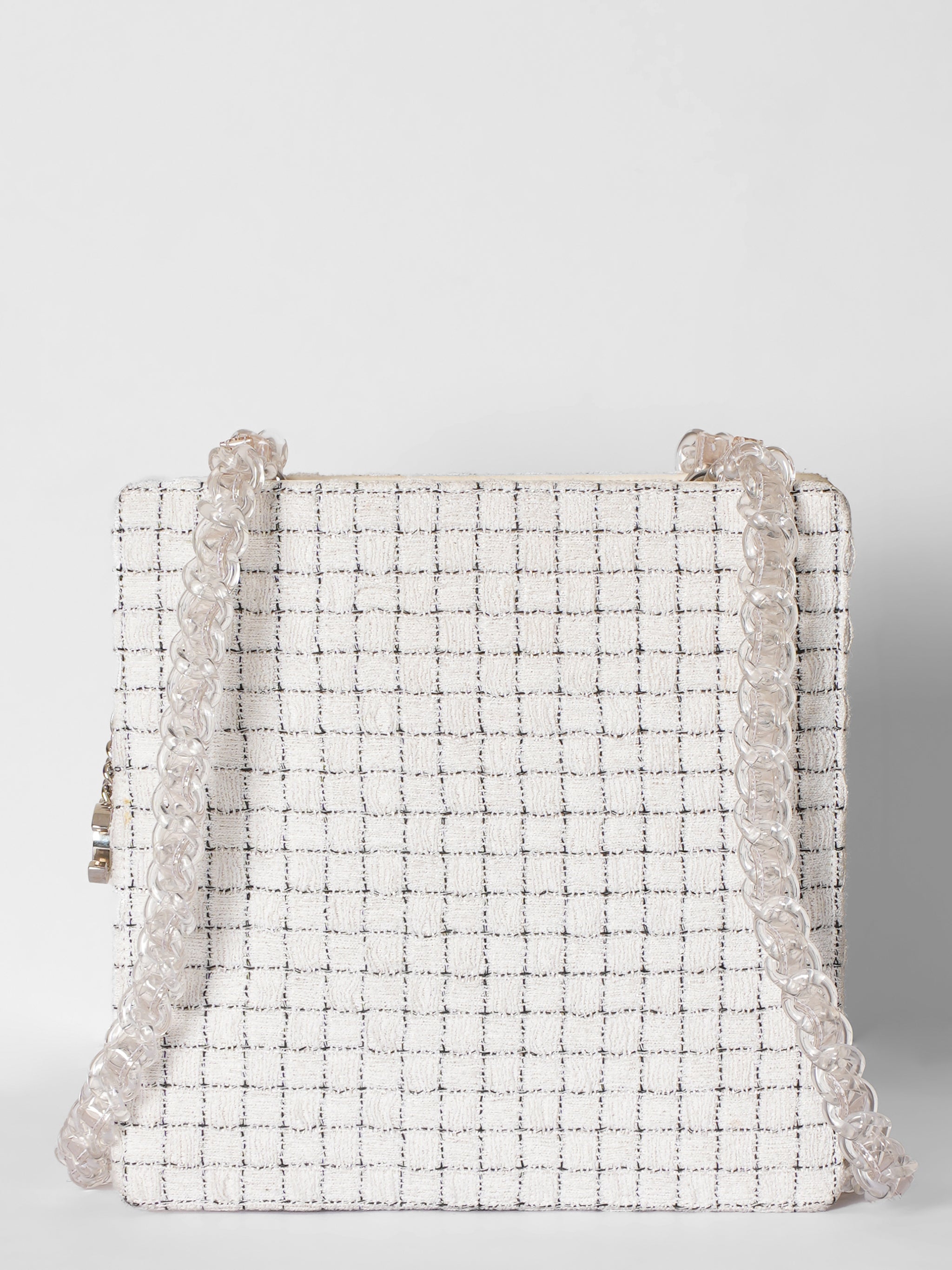 Chanel Tweed Resin Small Square Zipped Shopping Bag