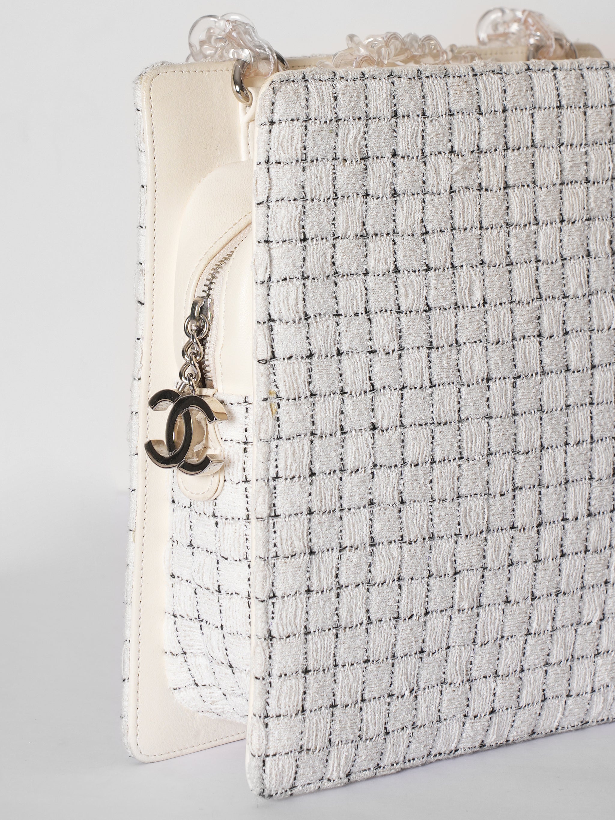 Chanel Tweed Resin Small Square Zipped Shopping Bag