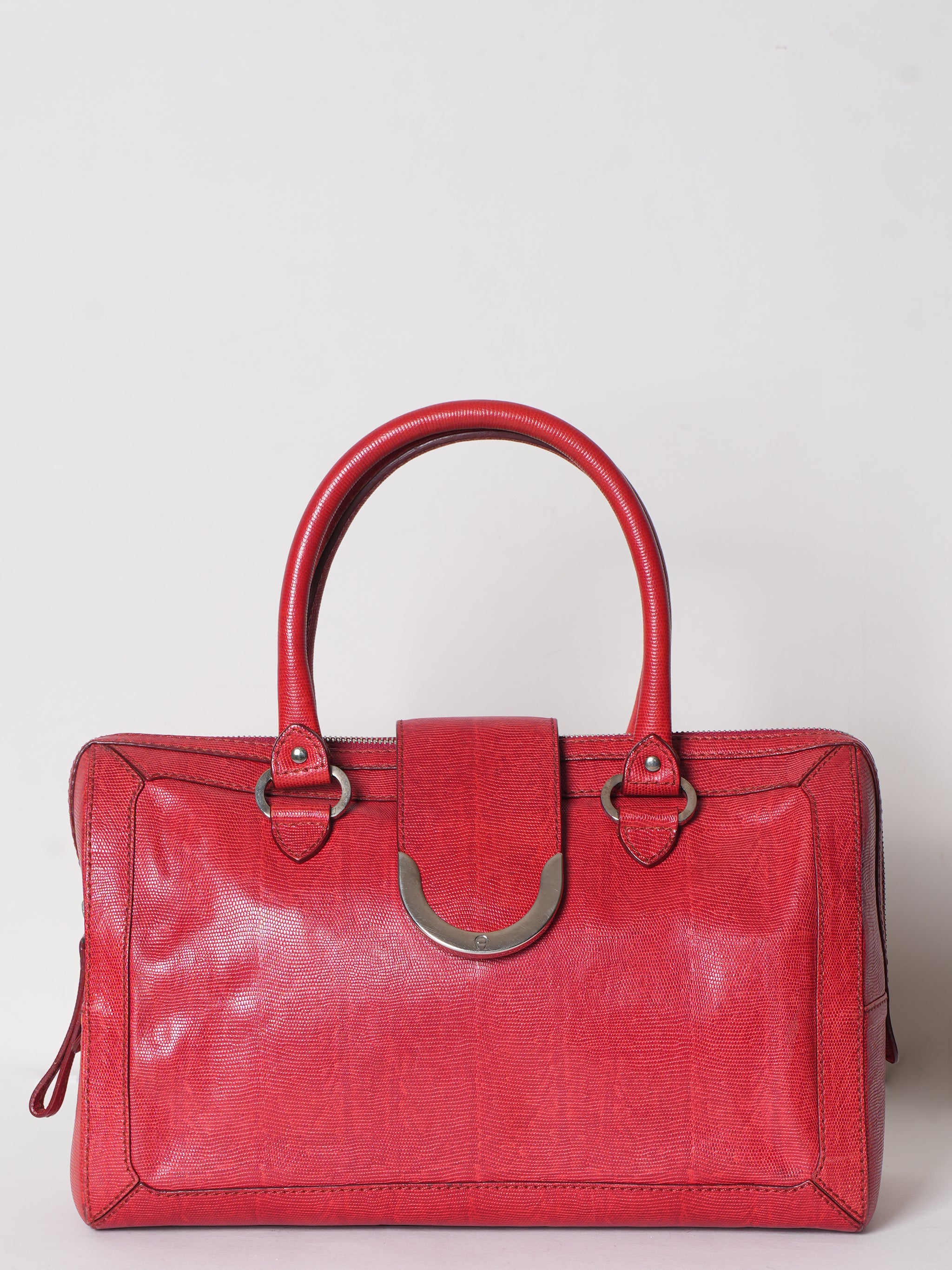Aigner Red Metal Flap Shoulder Bag