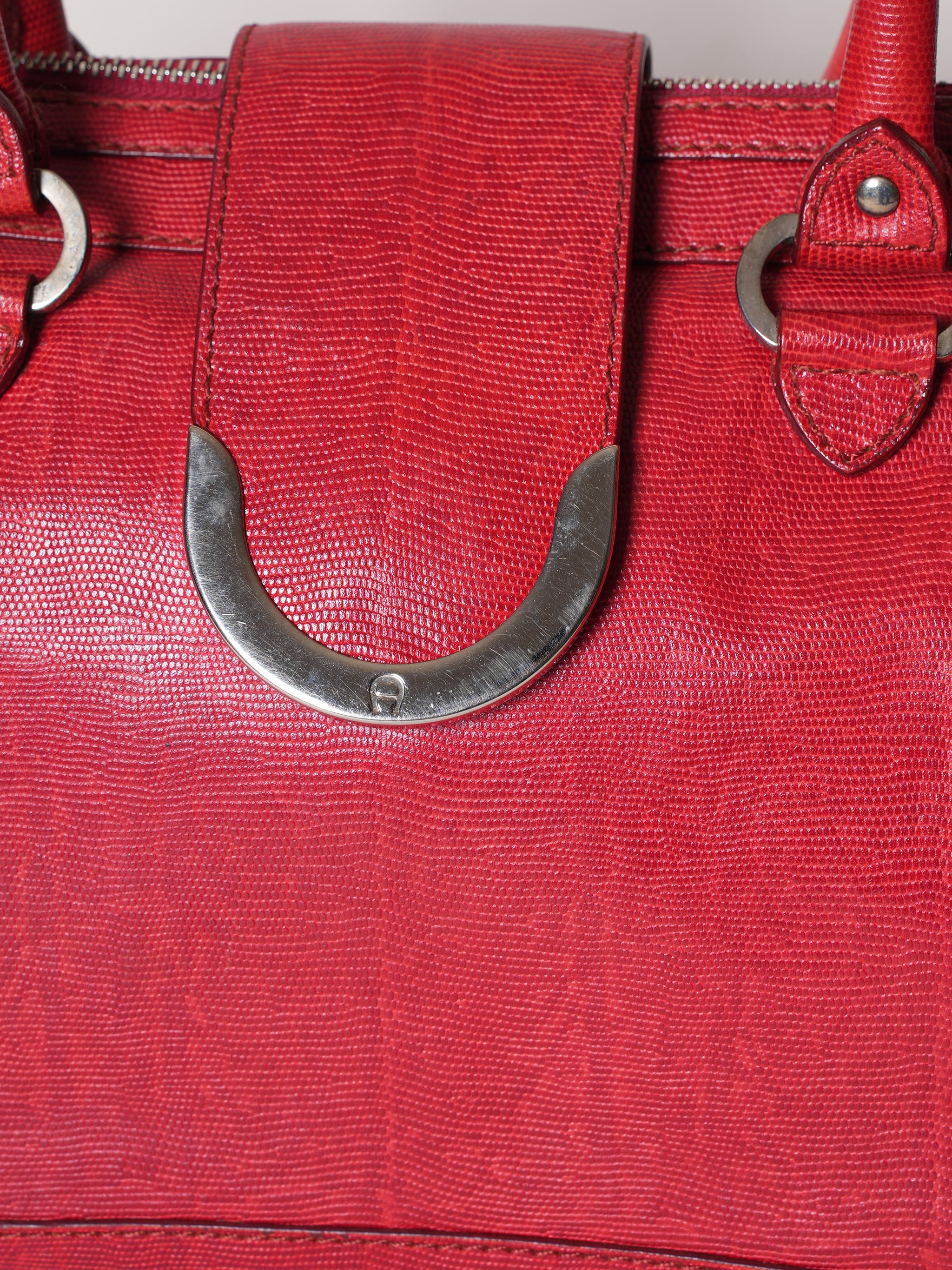 Aigner Red Metal Flap Shoulder Bag