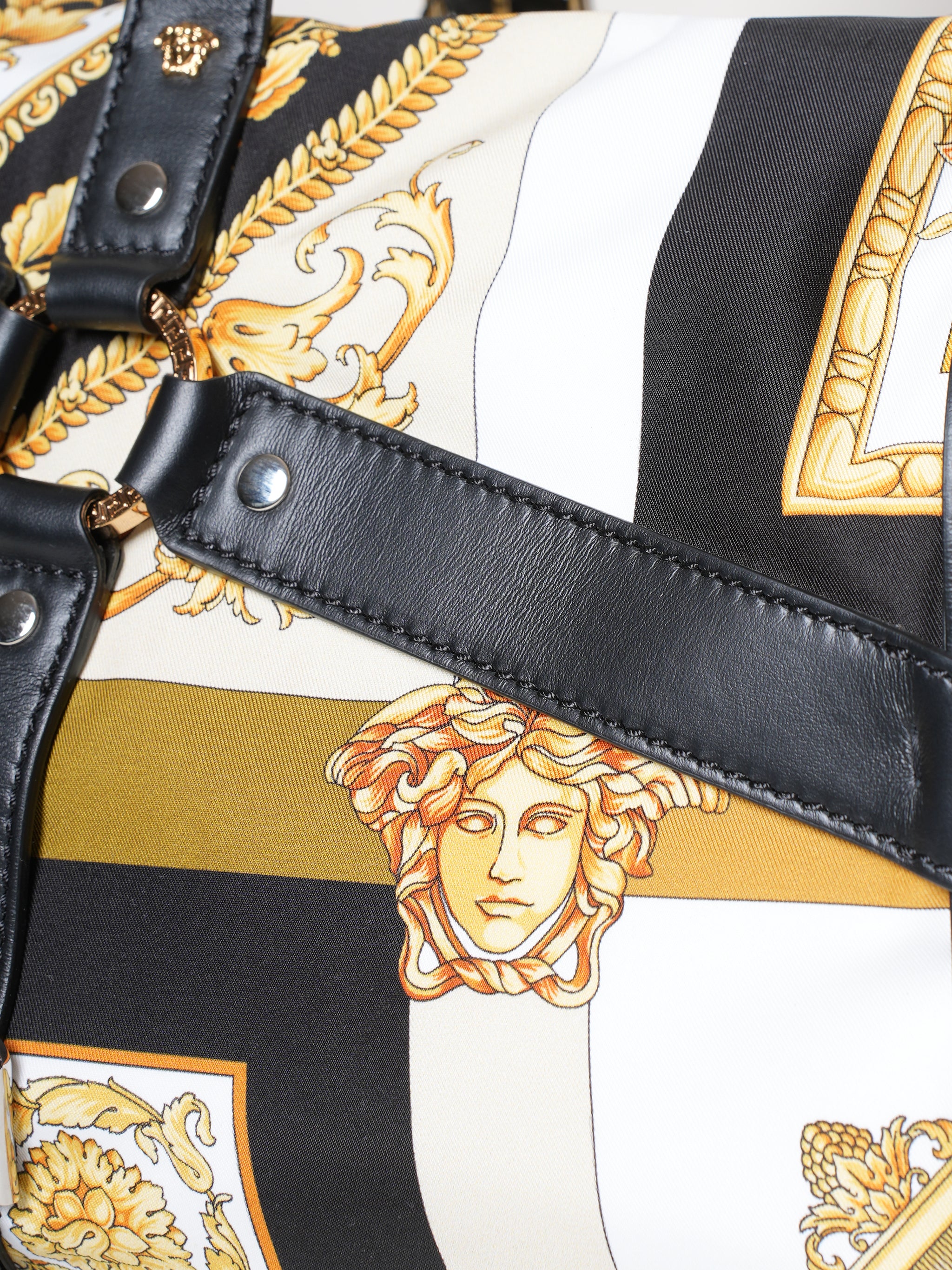 New Versace Black Barocco Bondage Duffle Bag