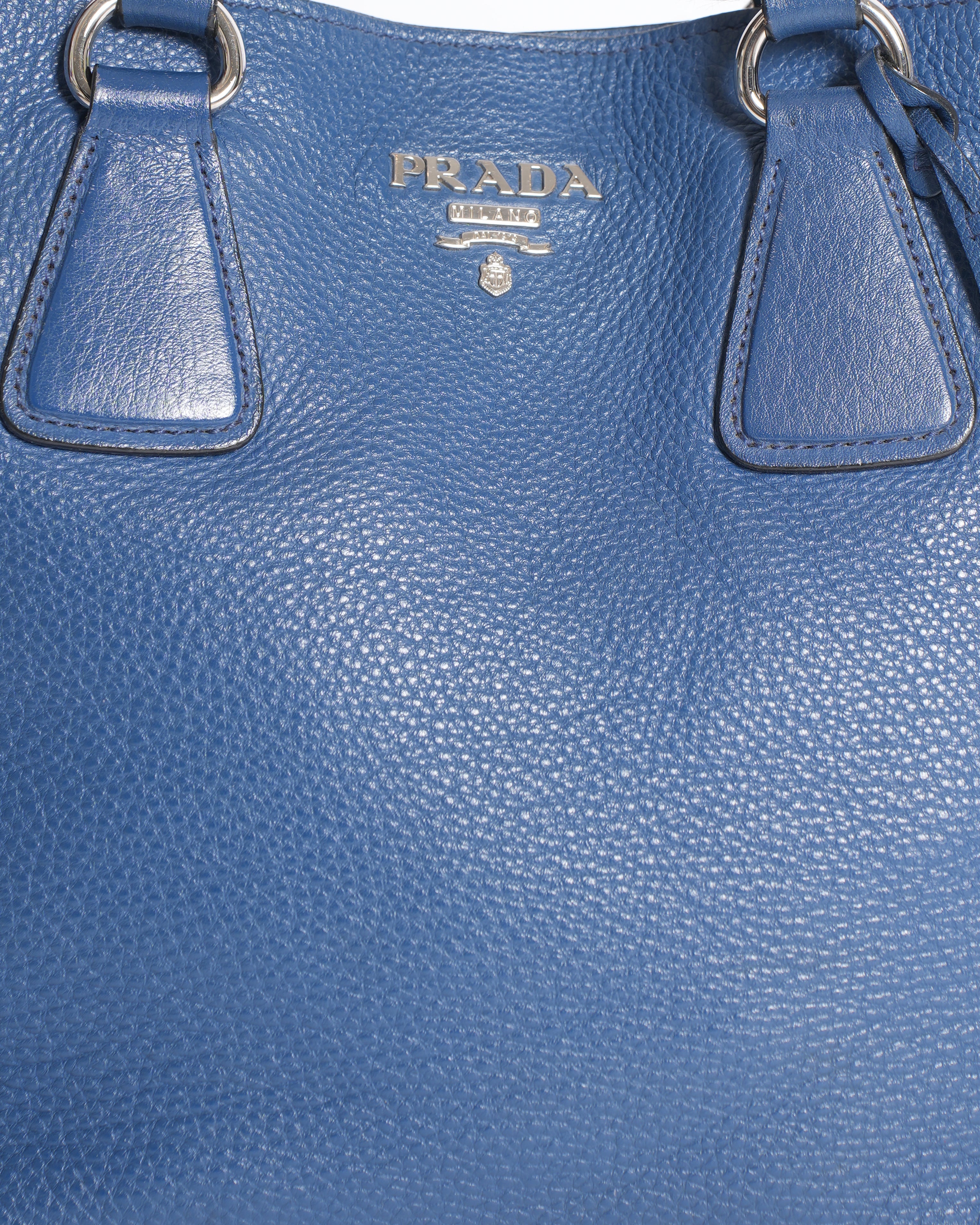 Prada Zip Around Shopper Tote Vitello In Blue
