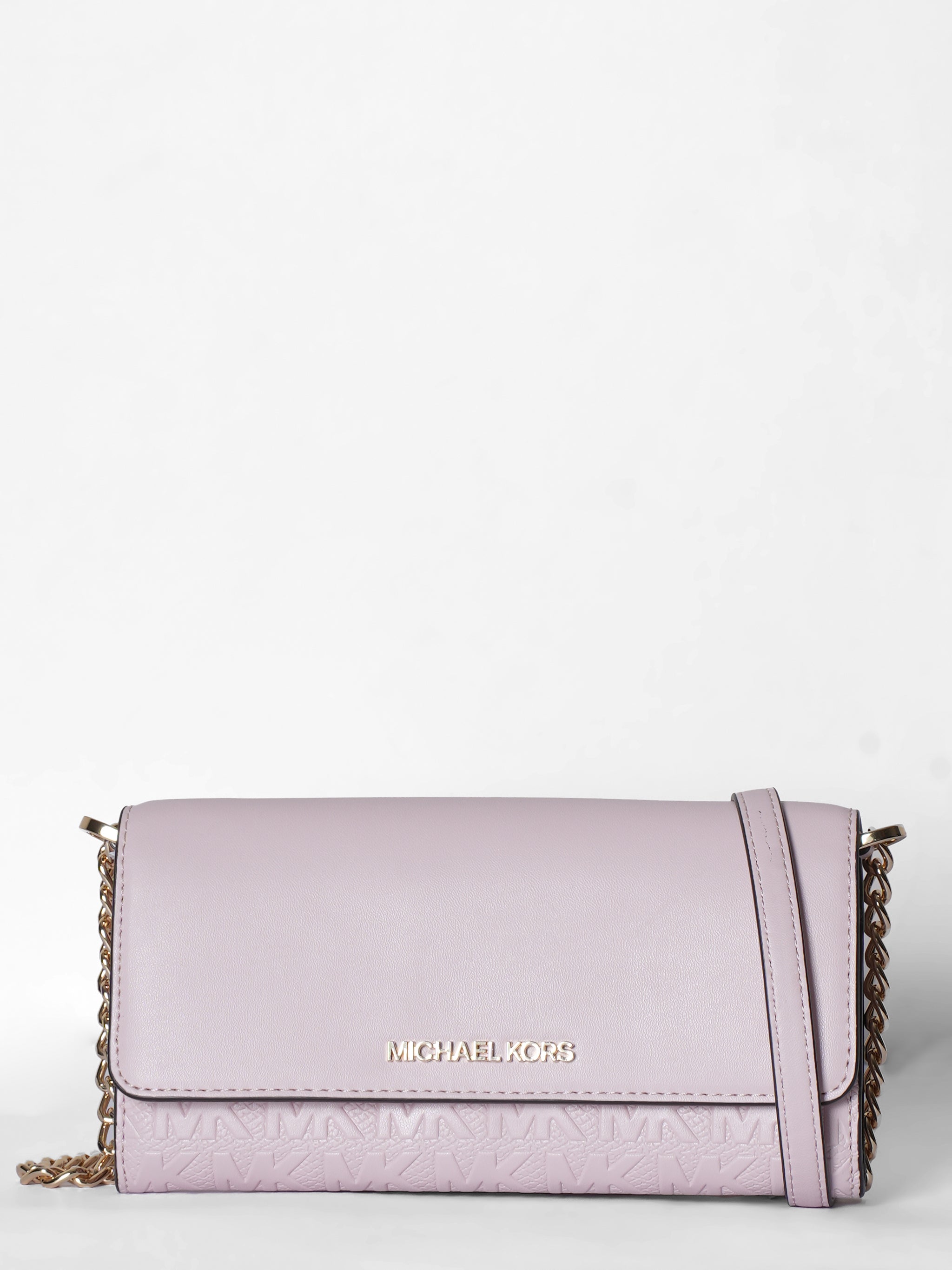 New Michael Kors Jet Set Powder Blush Large Wallet On Chain
