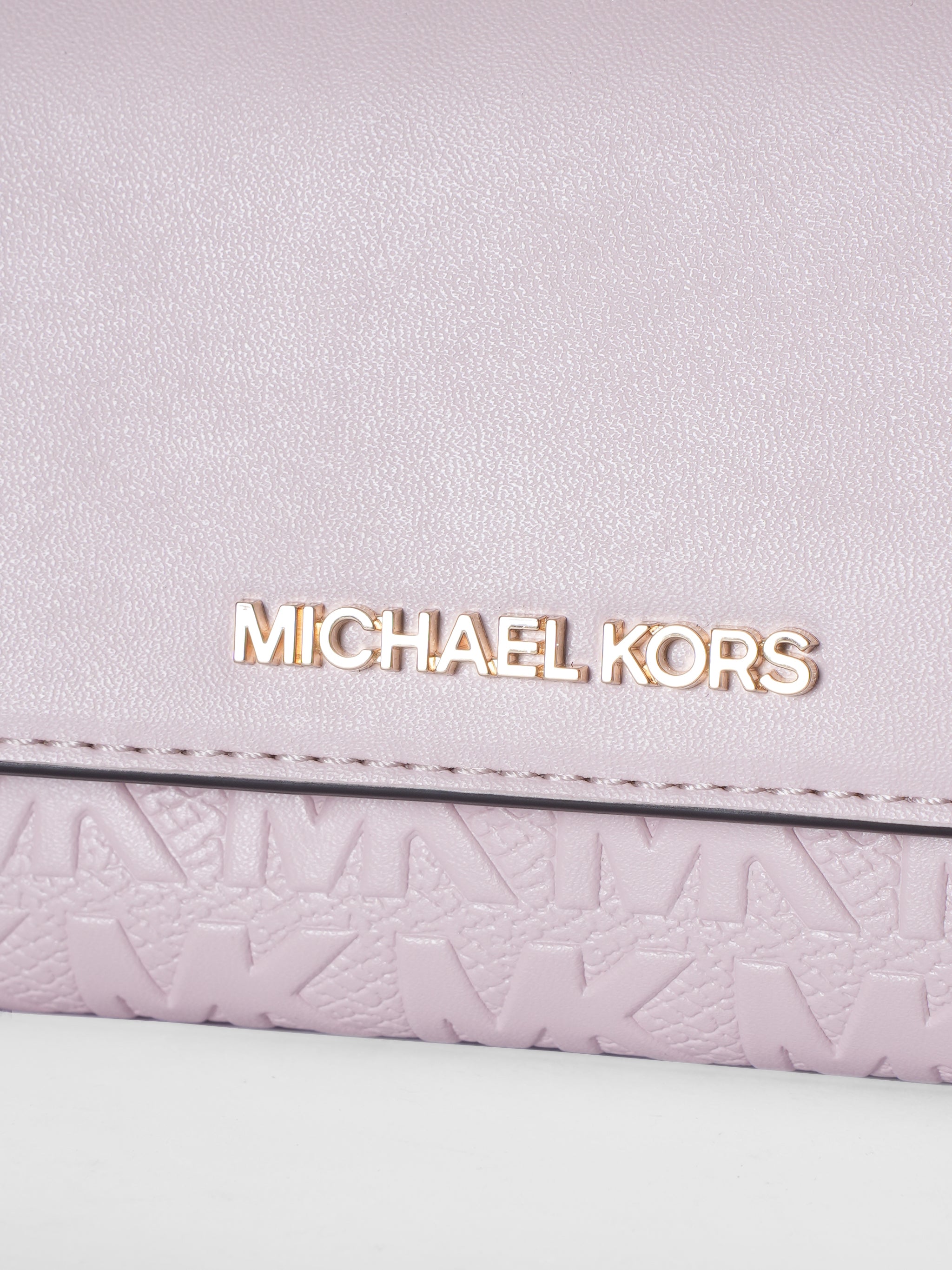 New Michael Kors Jet Set Powder Blush Large Wallet On Chain