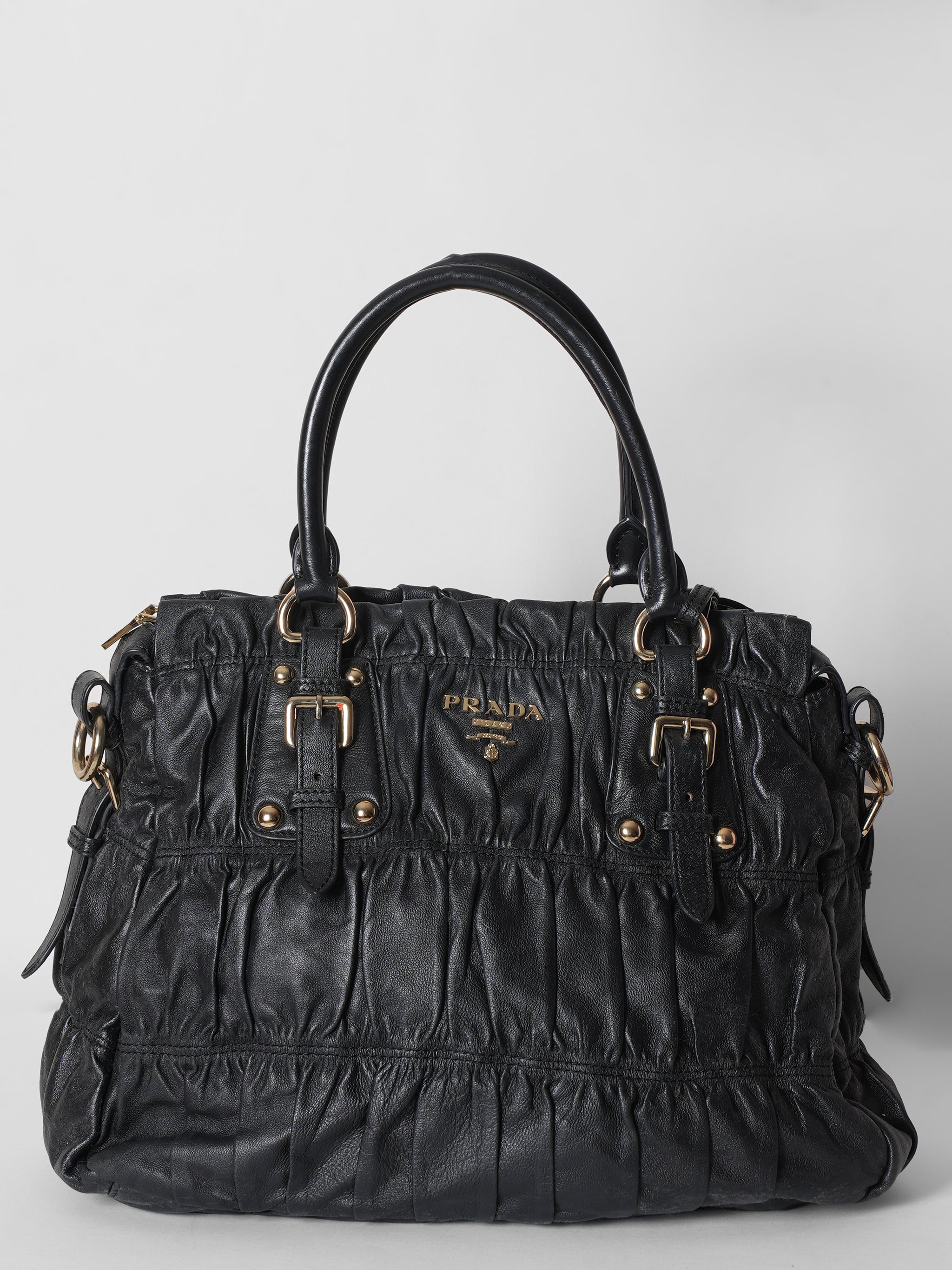 Prada Black Grey Tesscito Nylon Tote Bag