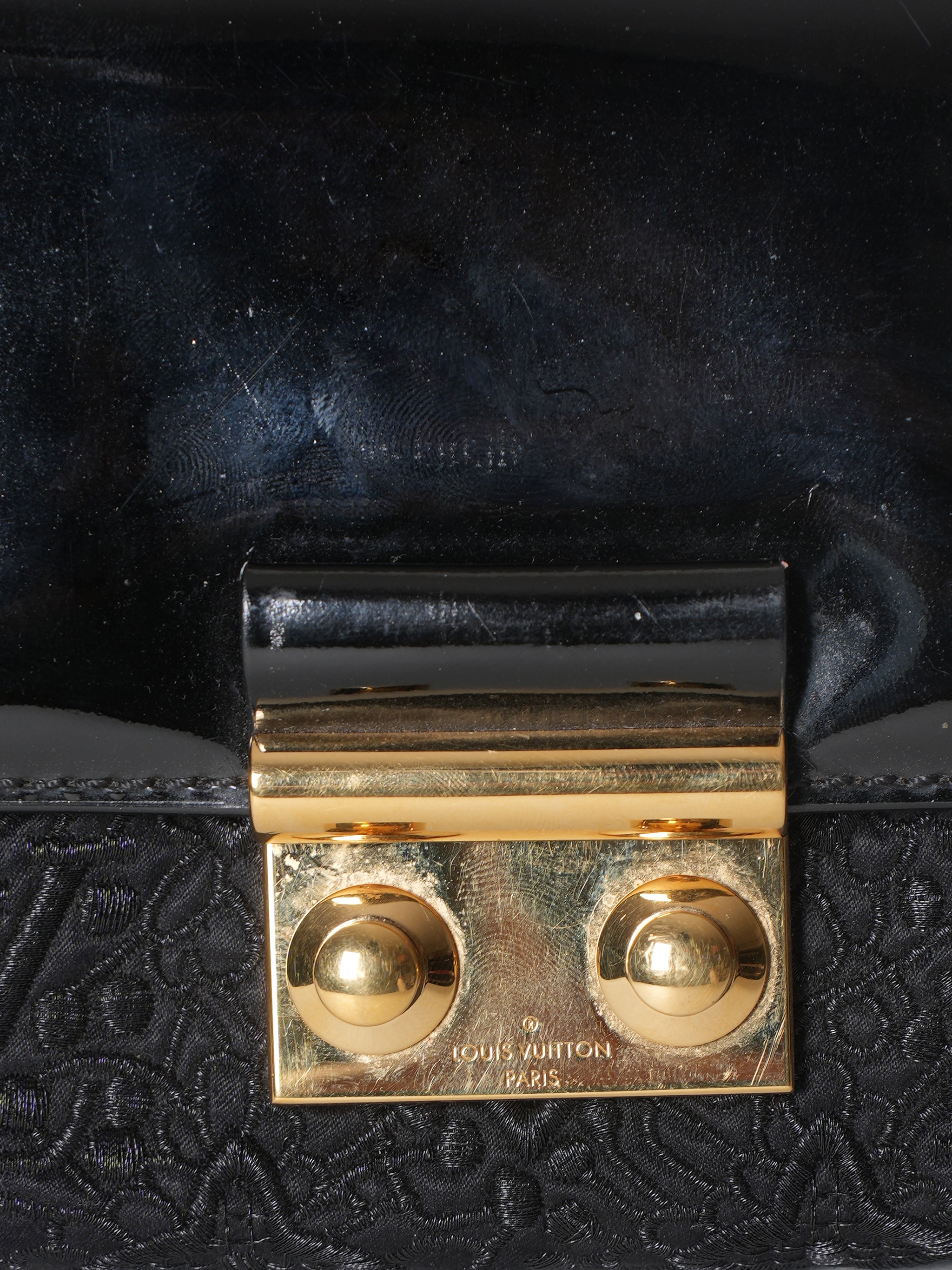 Louis Vuitton Black Patent Monogram Fabric Dentelle Pochette