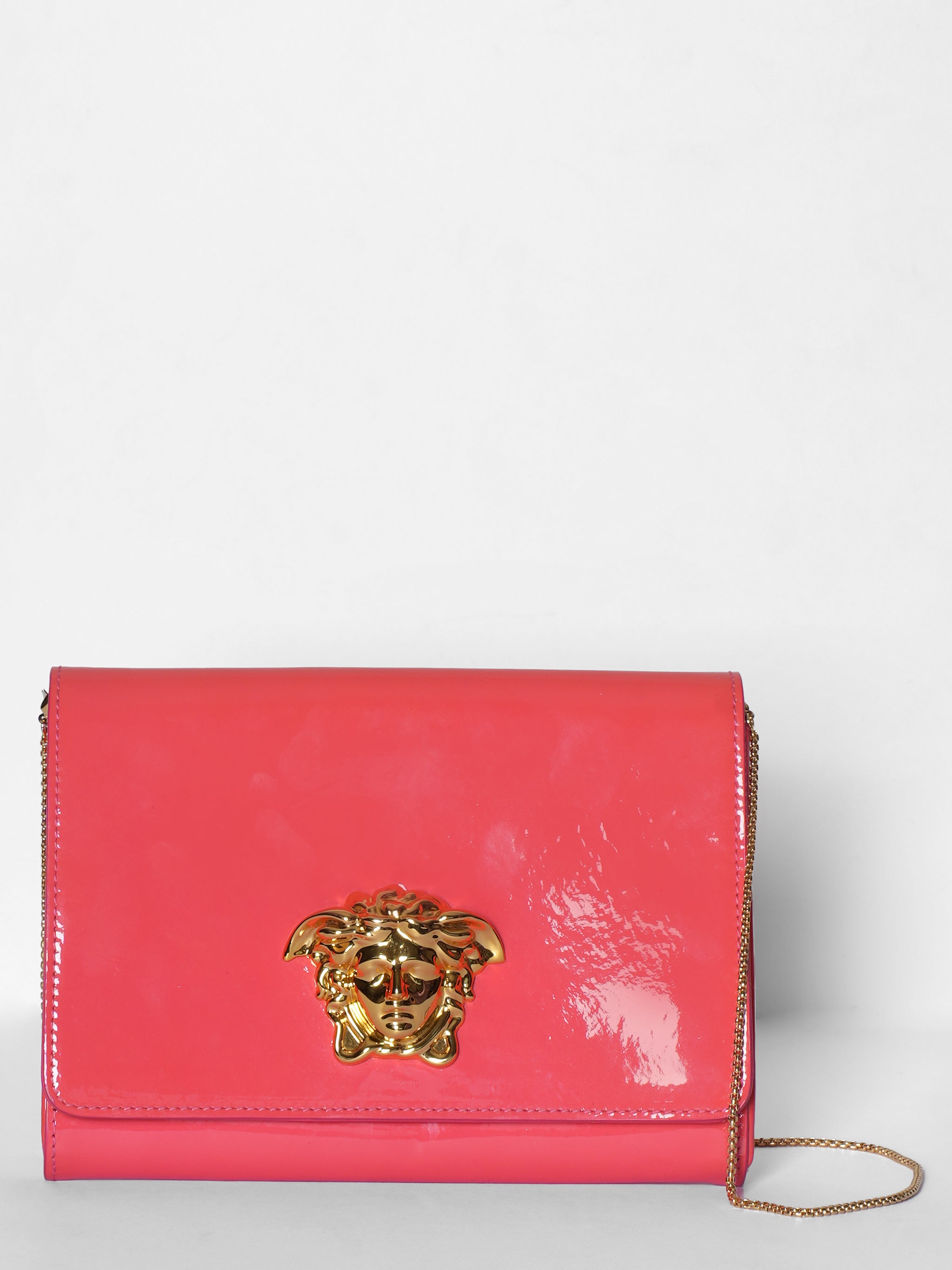 Versace Patent Leather Palazzo Medusa Chain Evening Bag