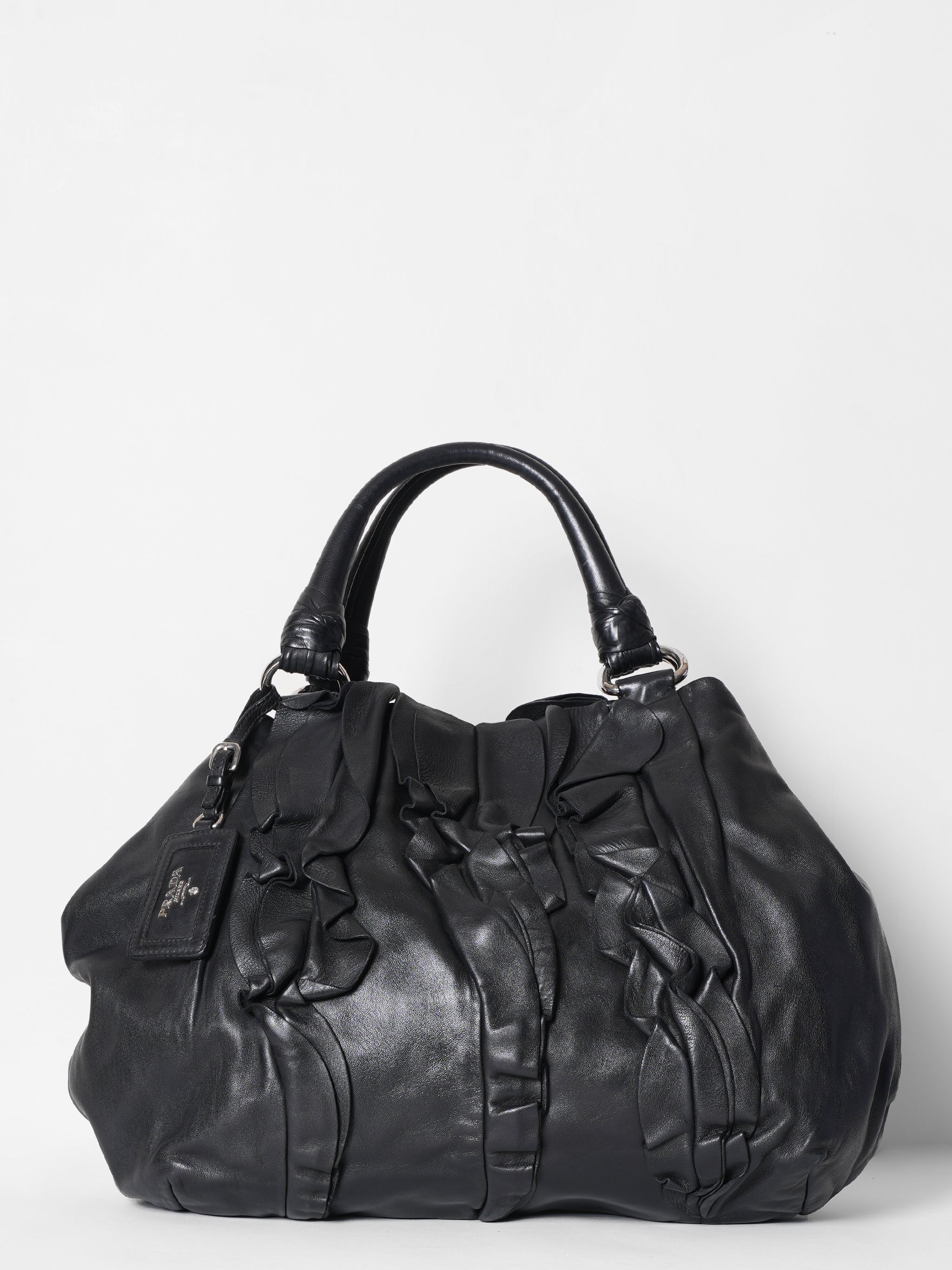 Prada Ruffle Mordore Hobo Bag