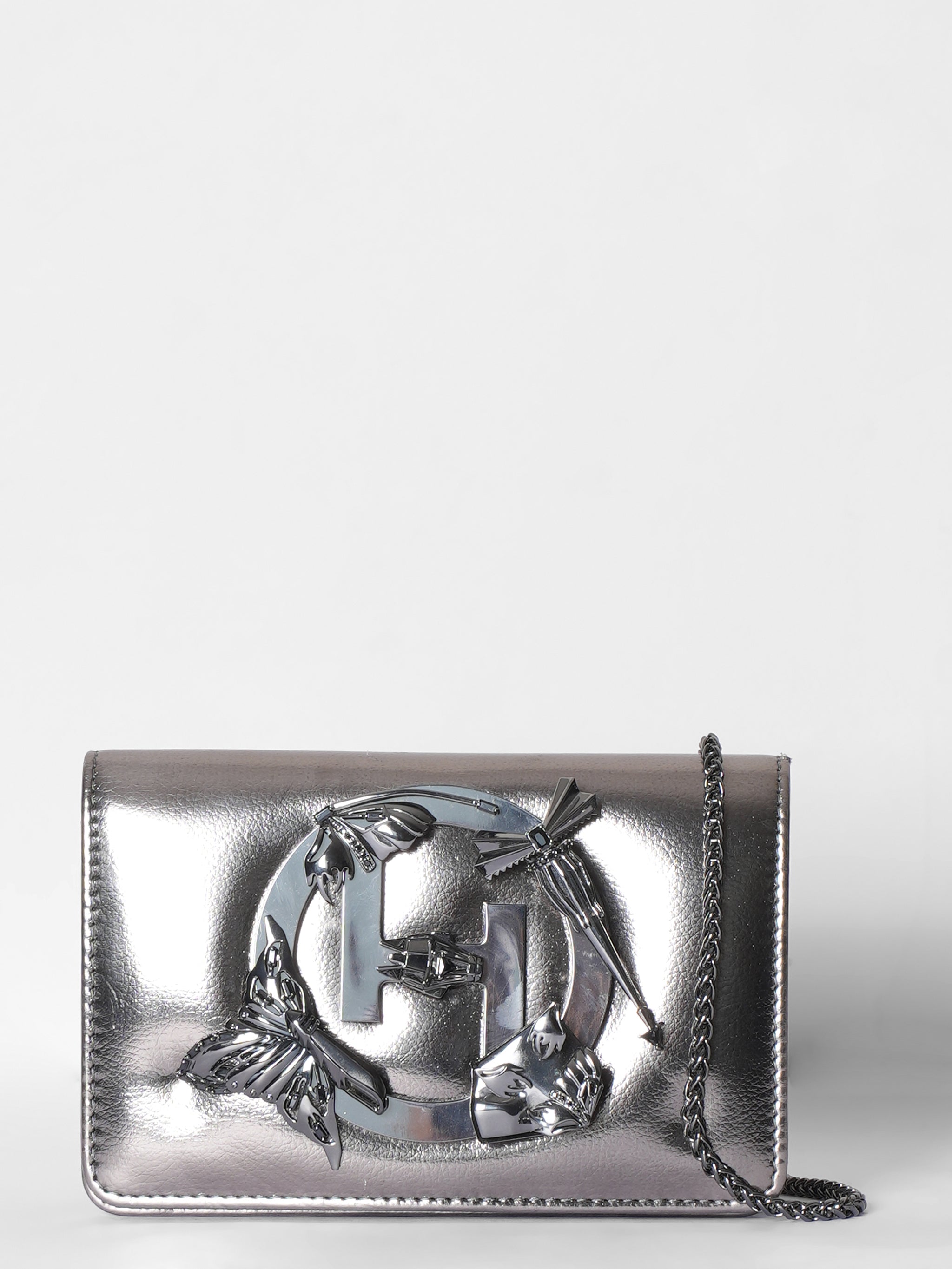 Outhouse 'The Mini Disco' Metallic Chrome Sling Bag