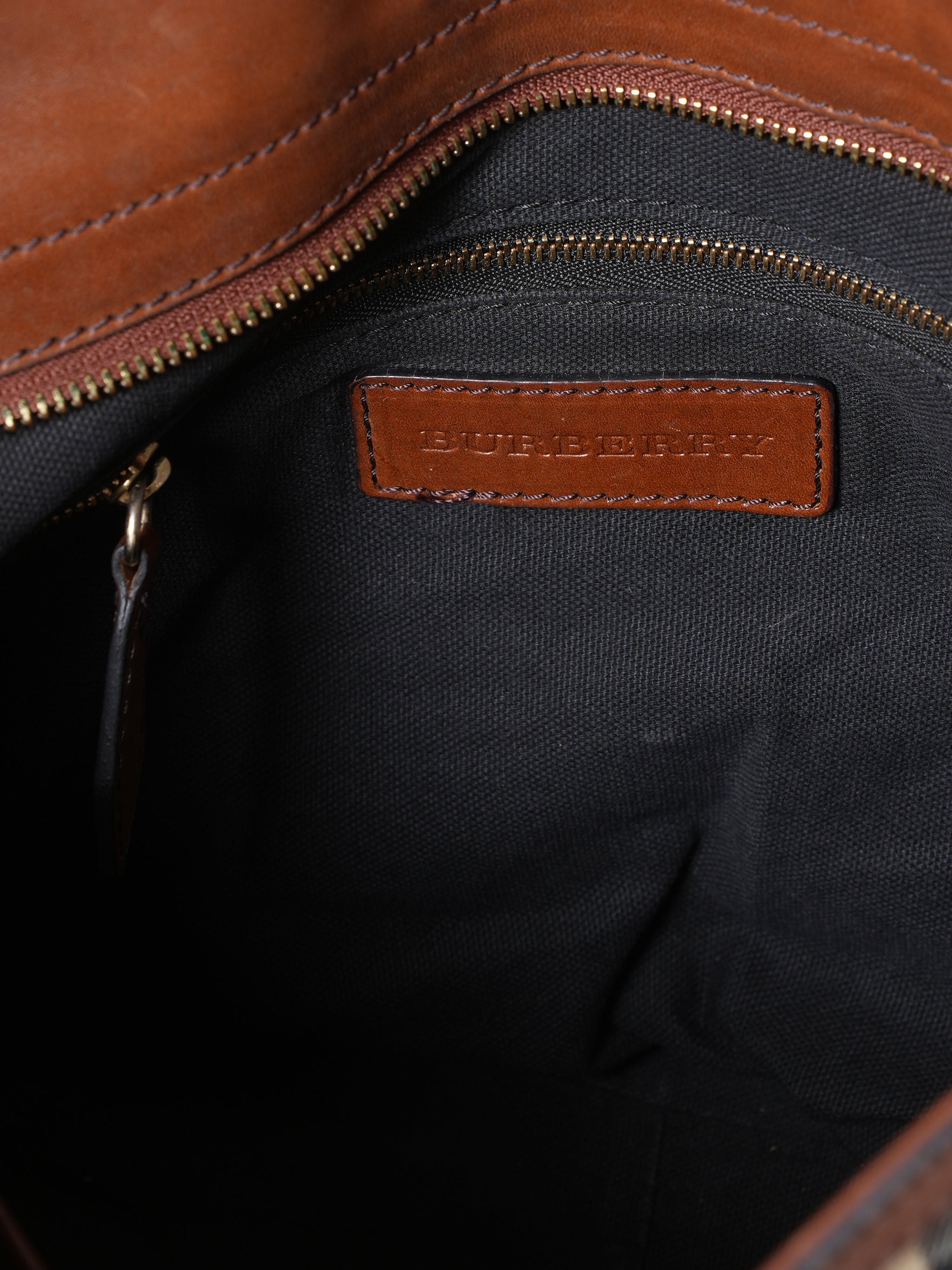 Burberry Brown House Check Canvas & Leather Dutton Hobo Bag