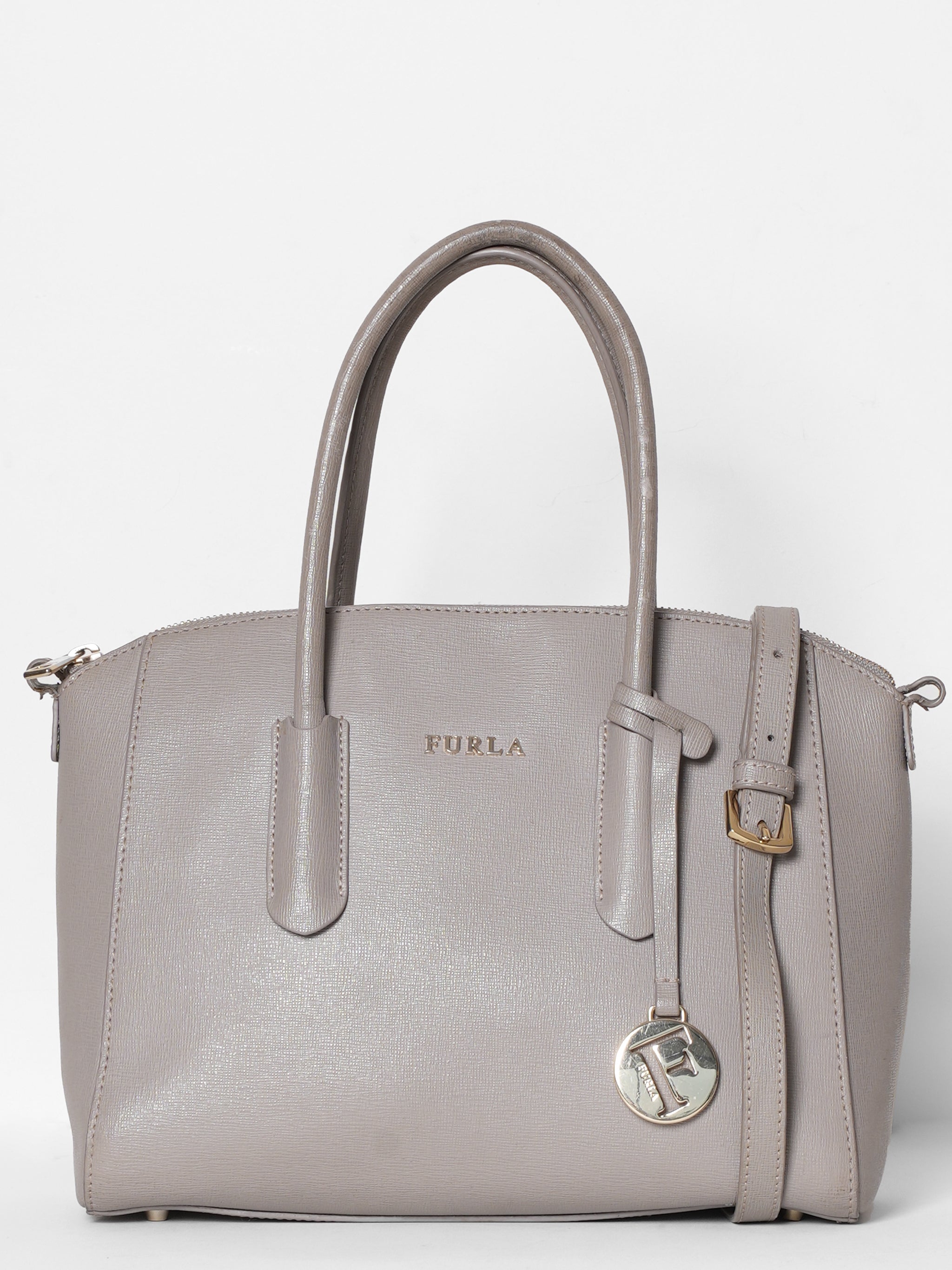 Furla Grey Leather Giada Satchel