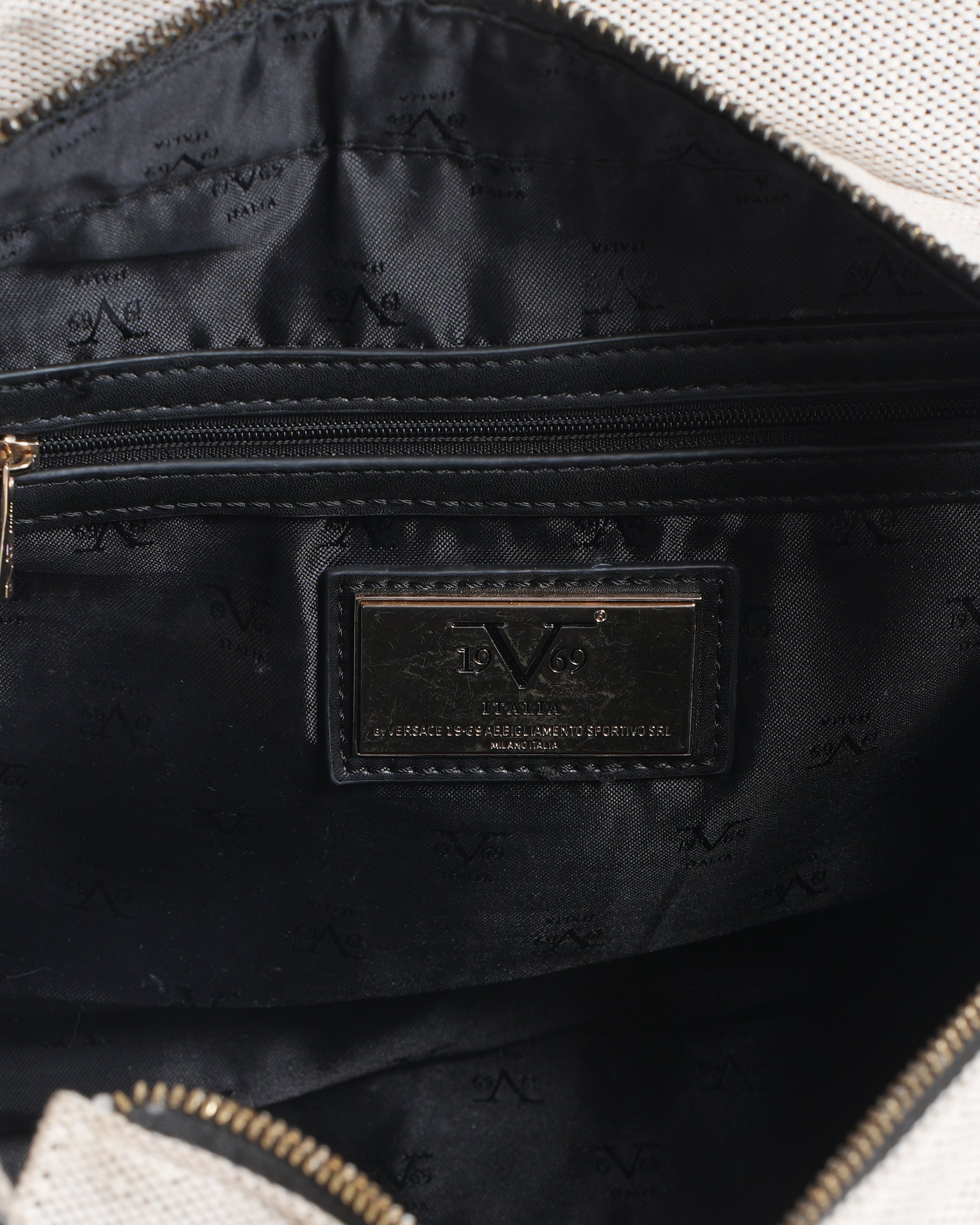 Versace Small Canvas Tote In Beige