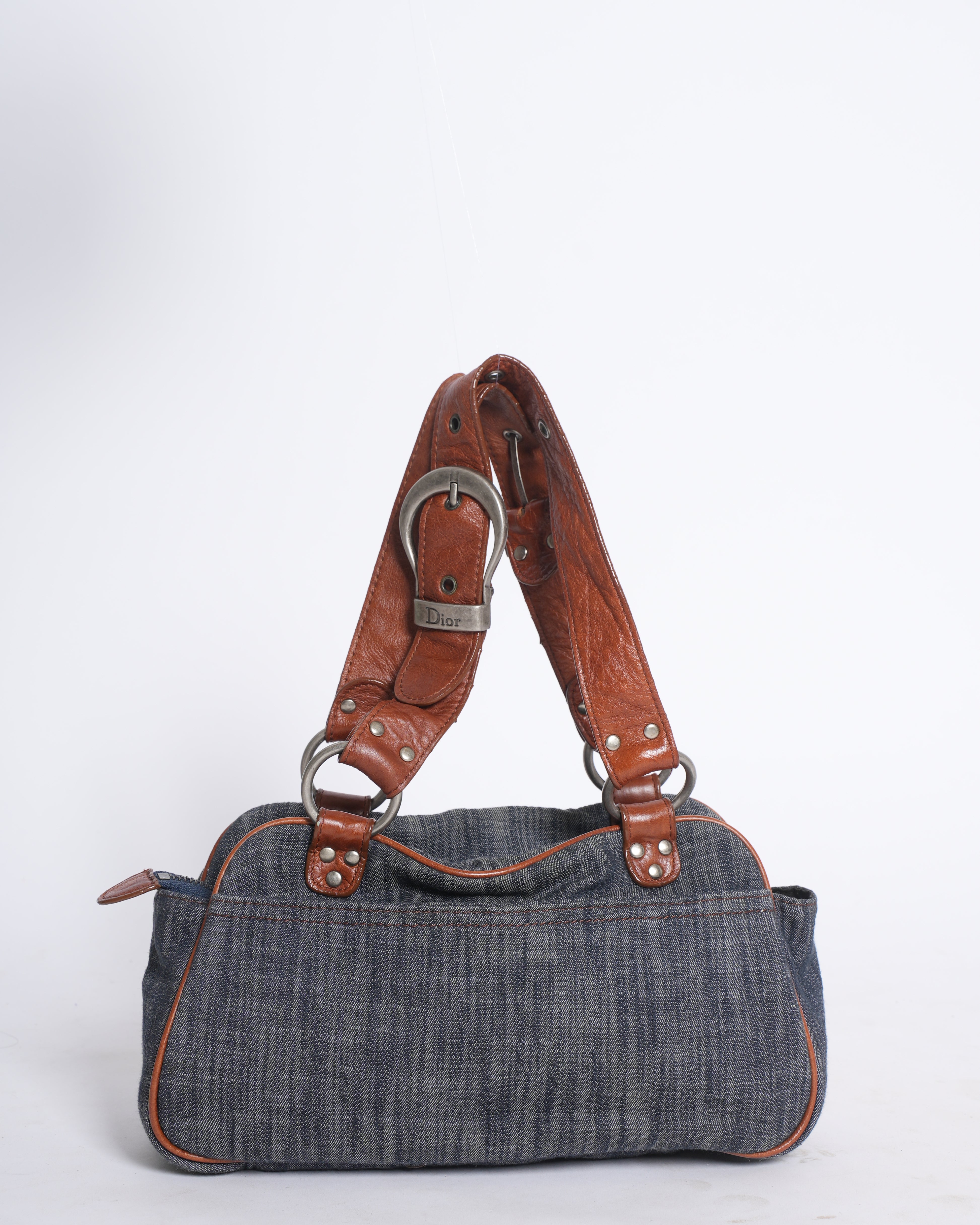 Dior denim leather double gaucho saddle bag