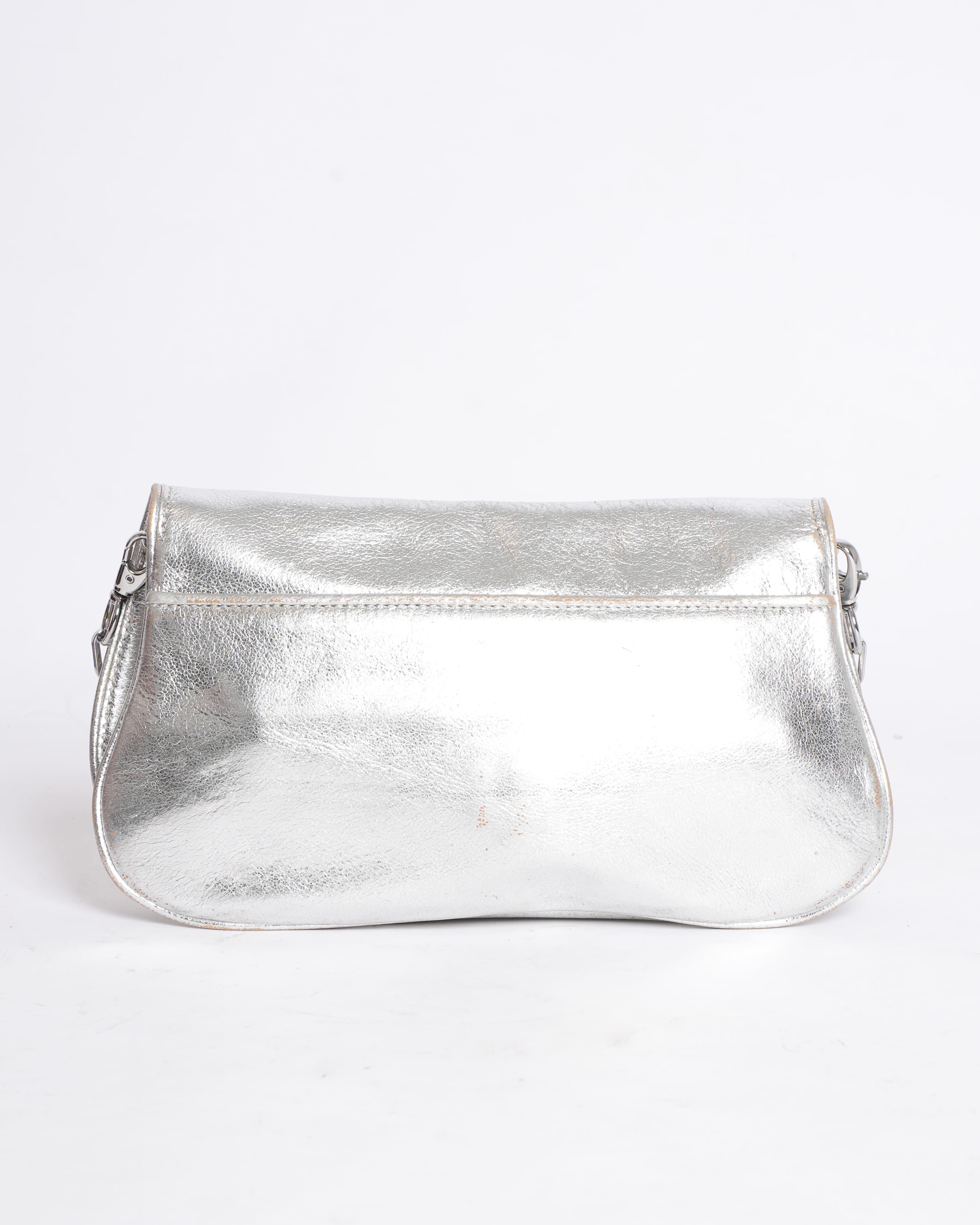 Tory burch silver metallic crossbody bag