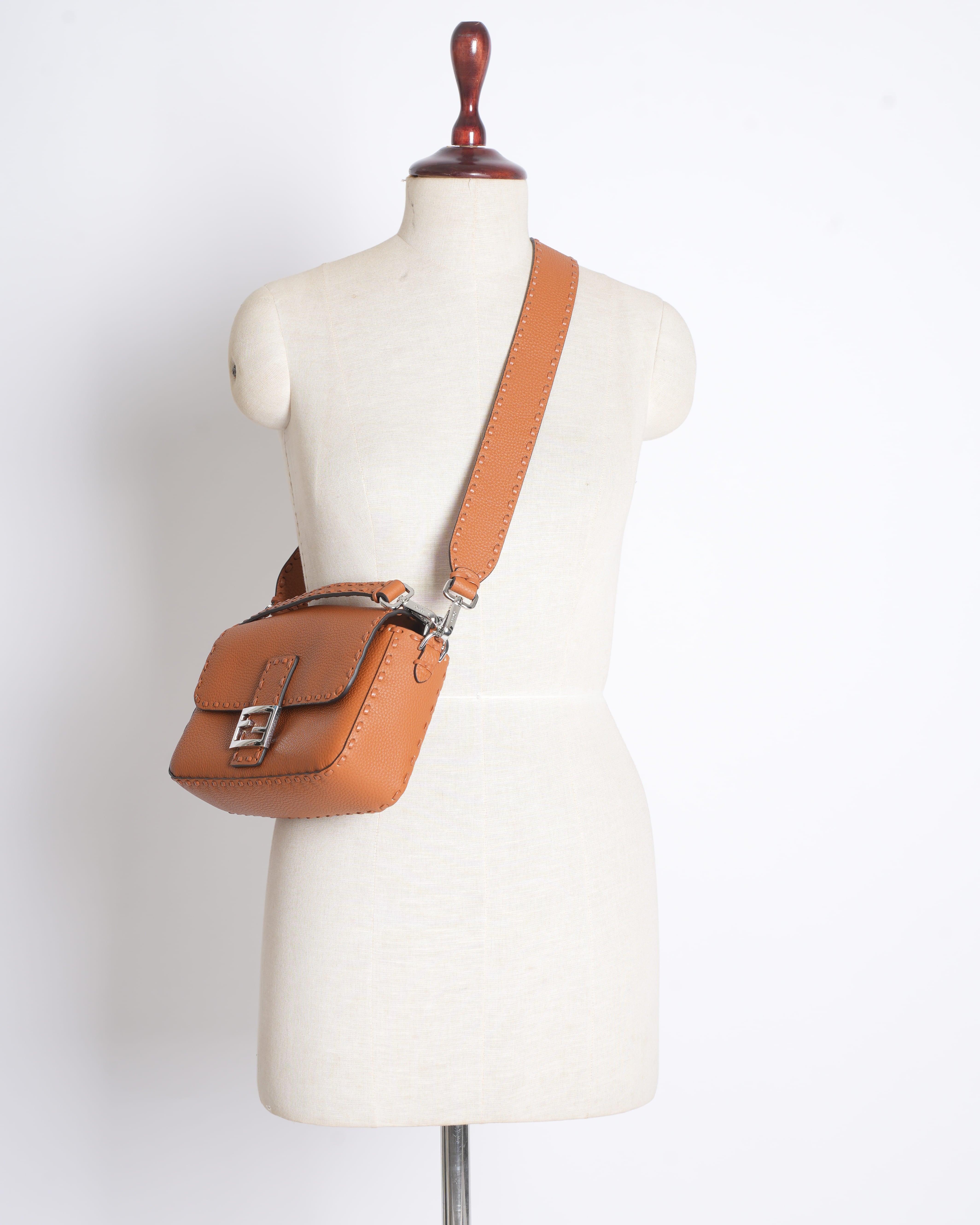New Fendi Large Selleria Baguette in Brown