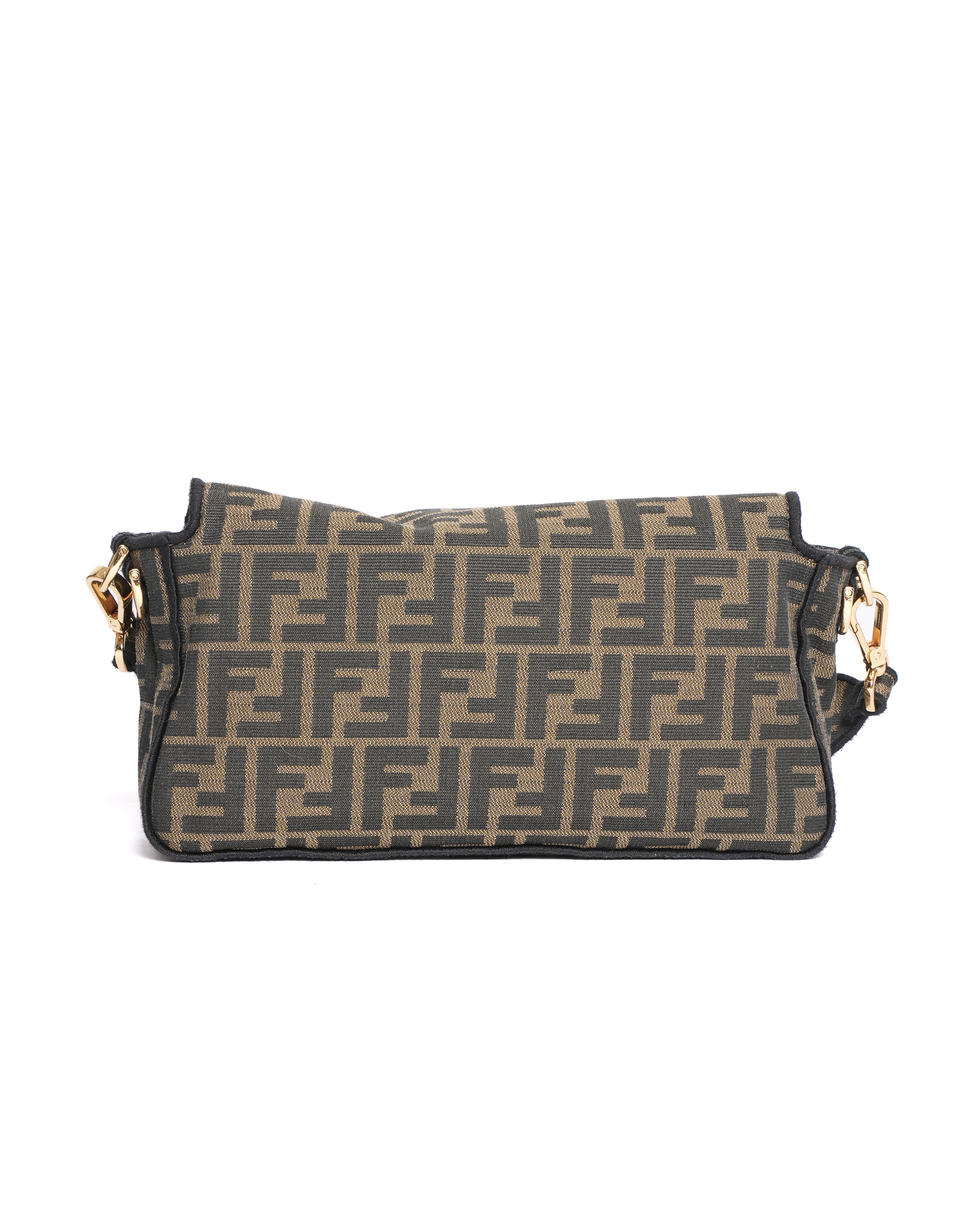 Fendi Tobacco Brown FF Jacquard Fabric Medium Baguette