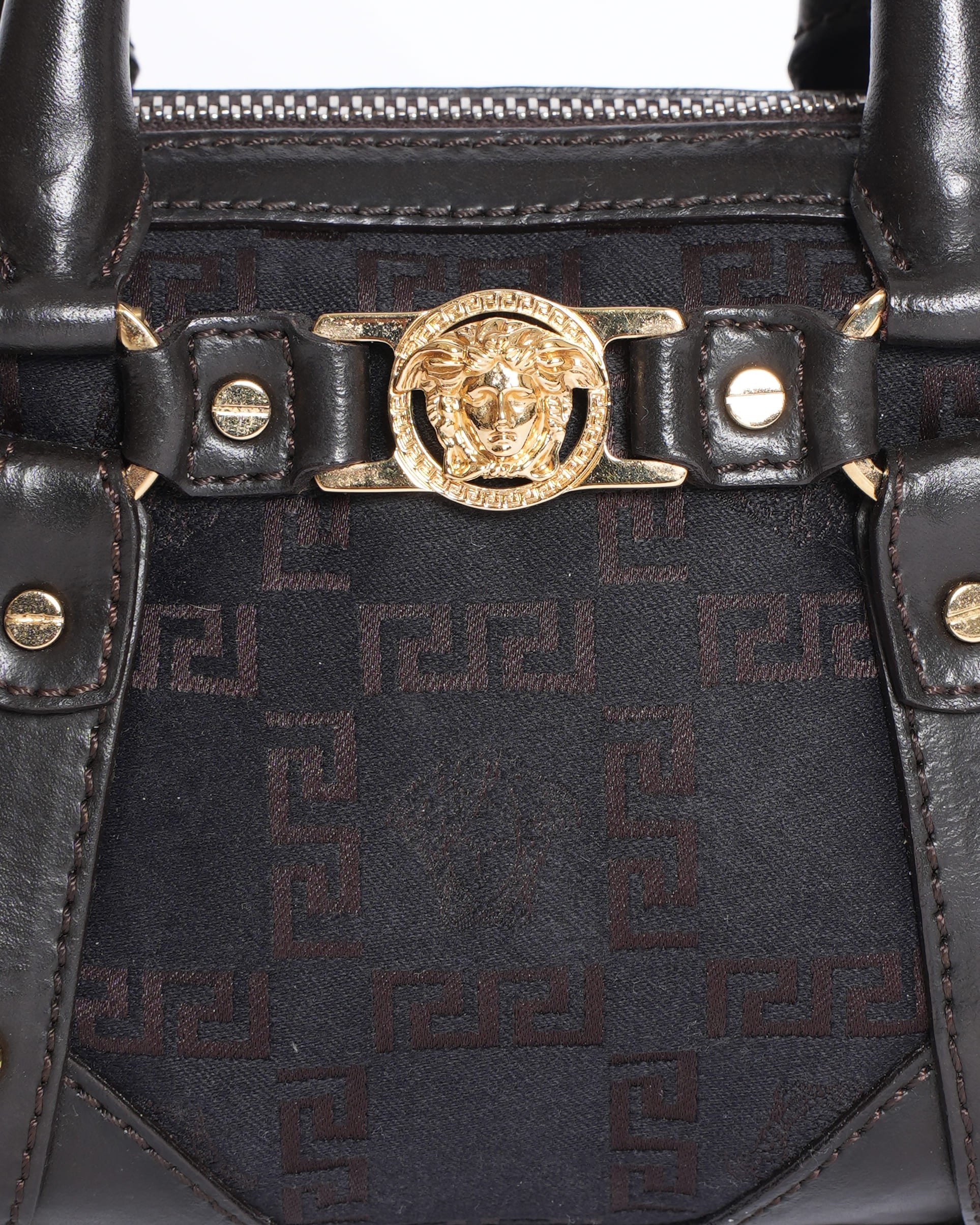 Versace Leather Monogram Top Handle Bag