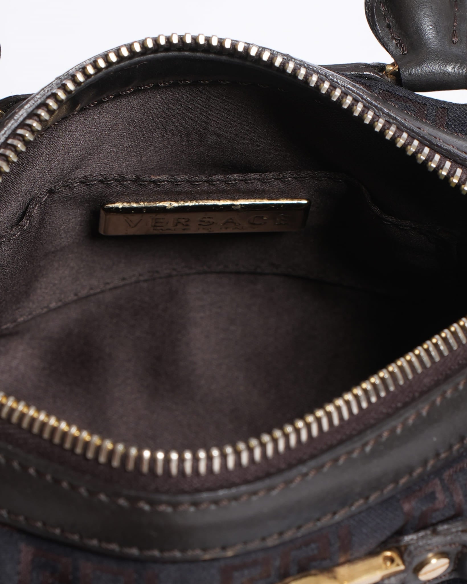 Versace Leather Monogram Top Handle Bag