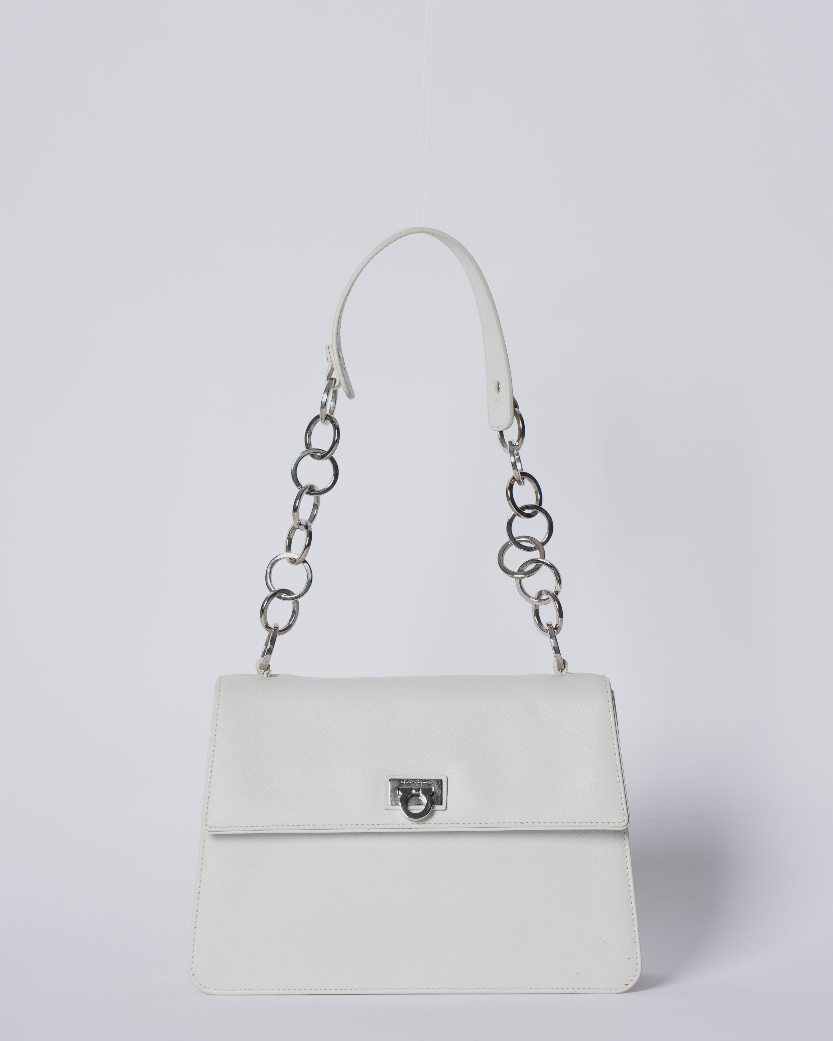 Salvatore Ferragamo White Leather Crossbody