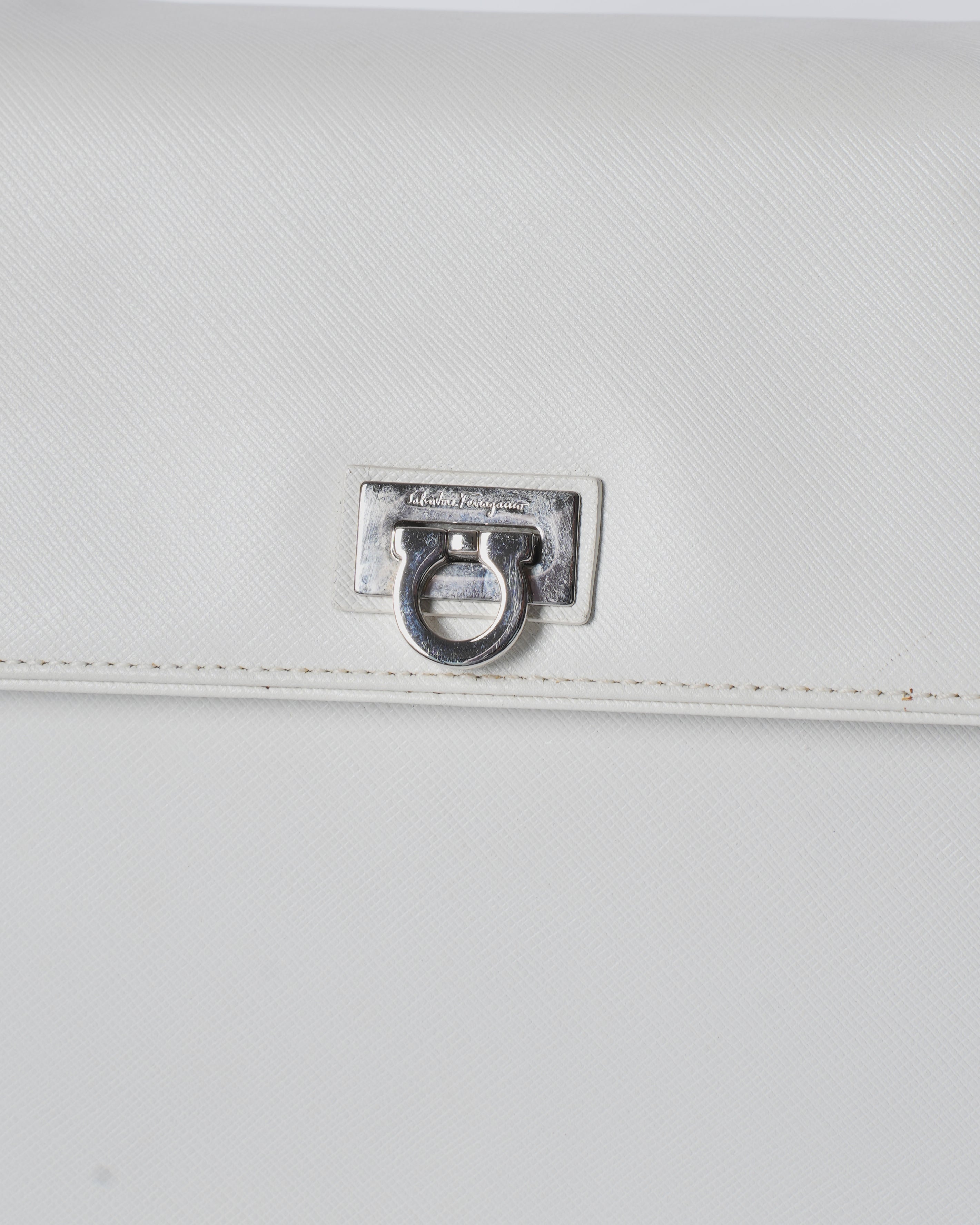 Salvatore Ferragamo White Leather Crossbody