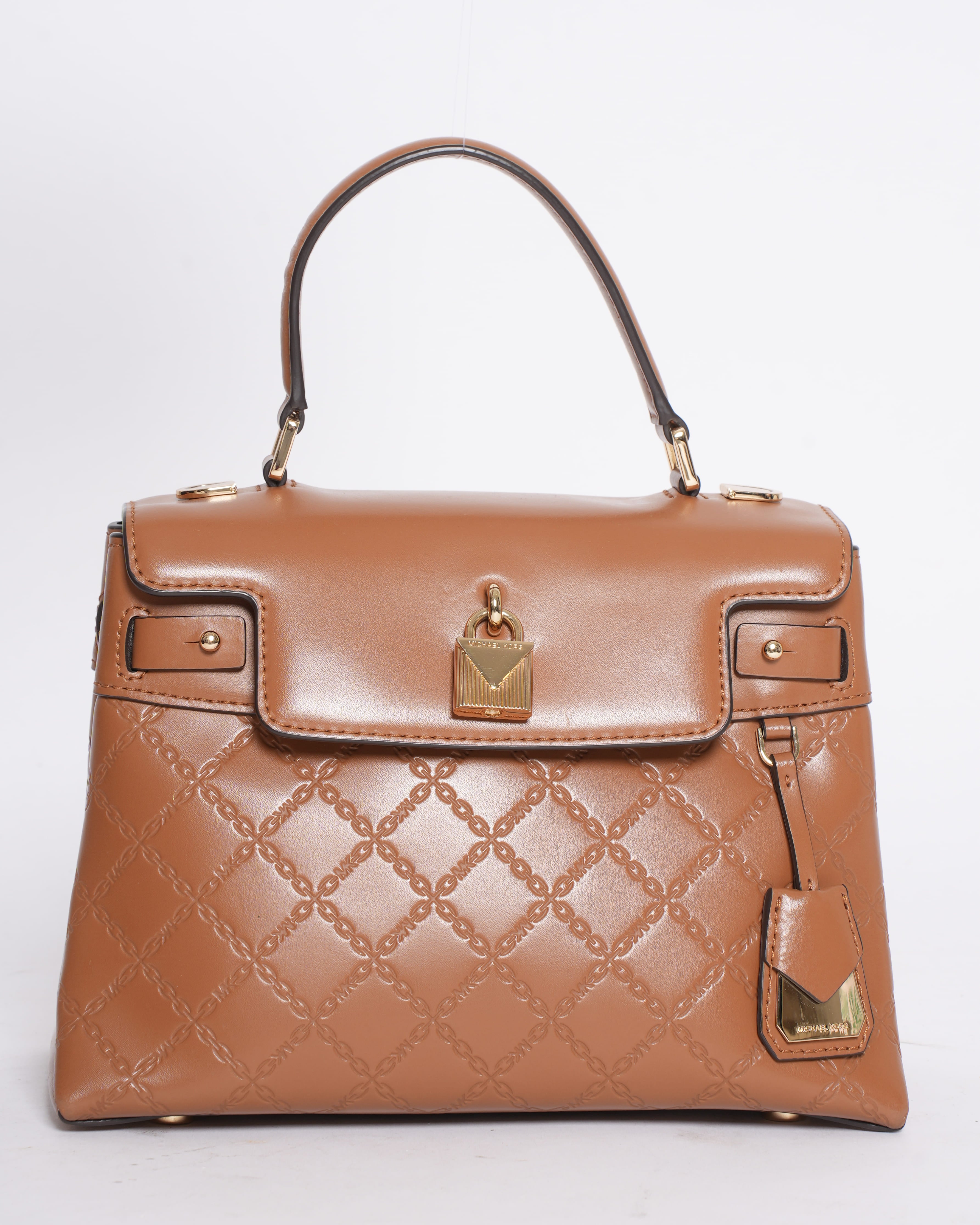 Michael Kors Medium Quilted Leather Satchel with Top Handle and Detachable Shoulder Strap