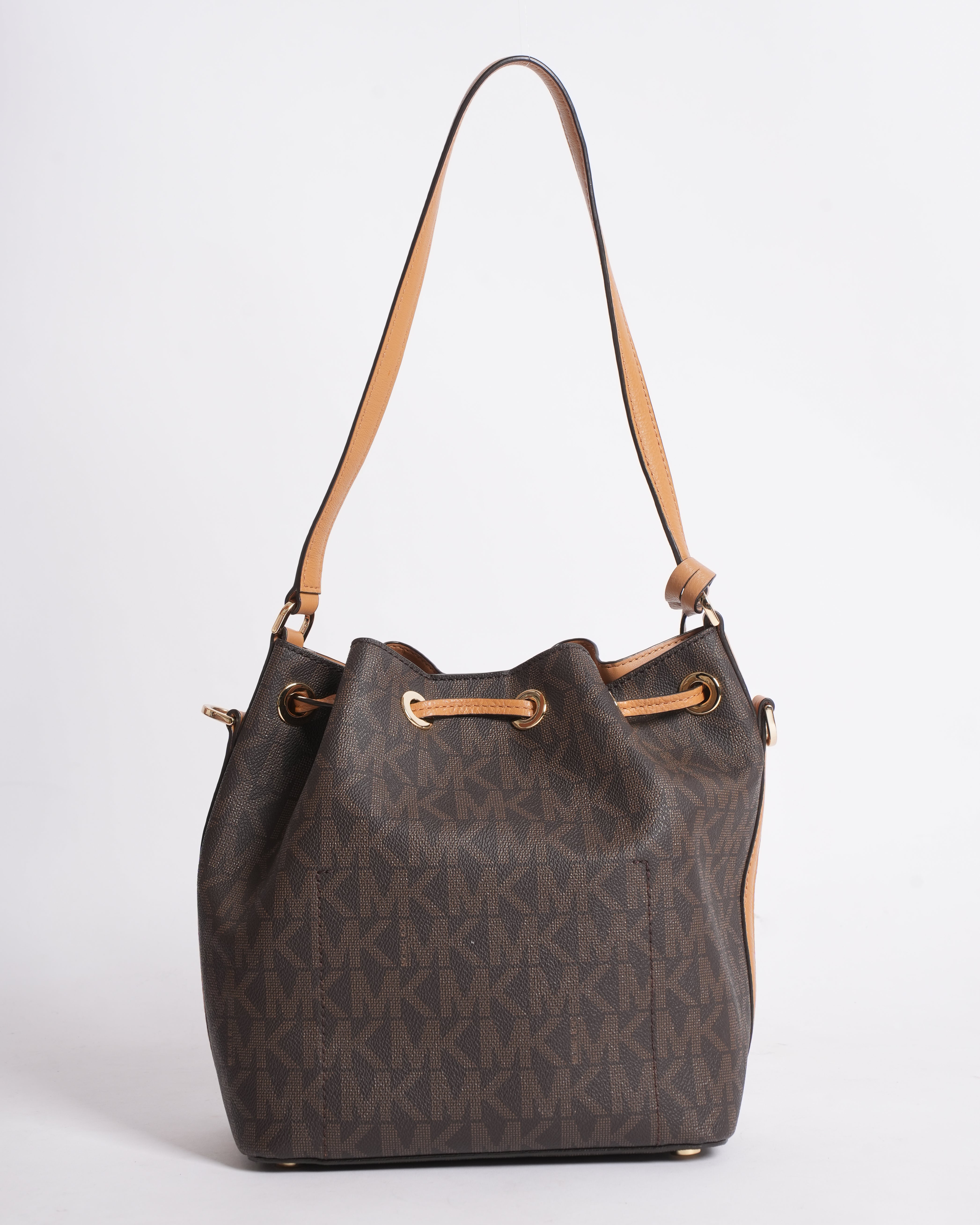 MIchael Kors Monogram Bucket Bag In Brown