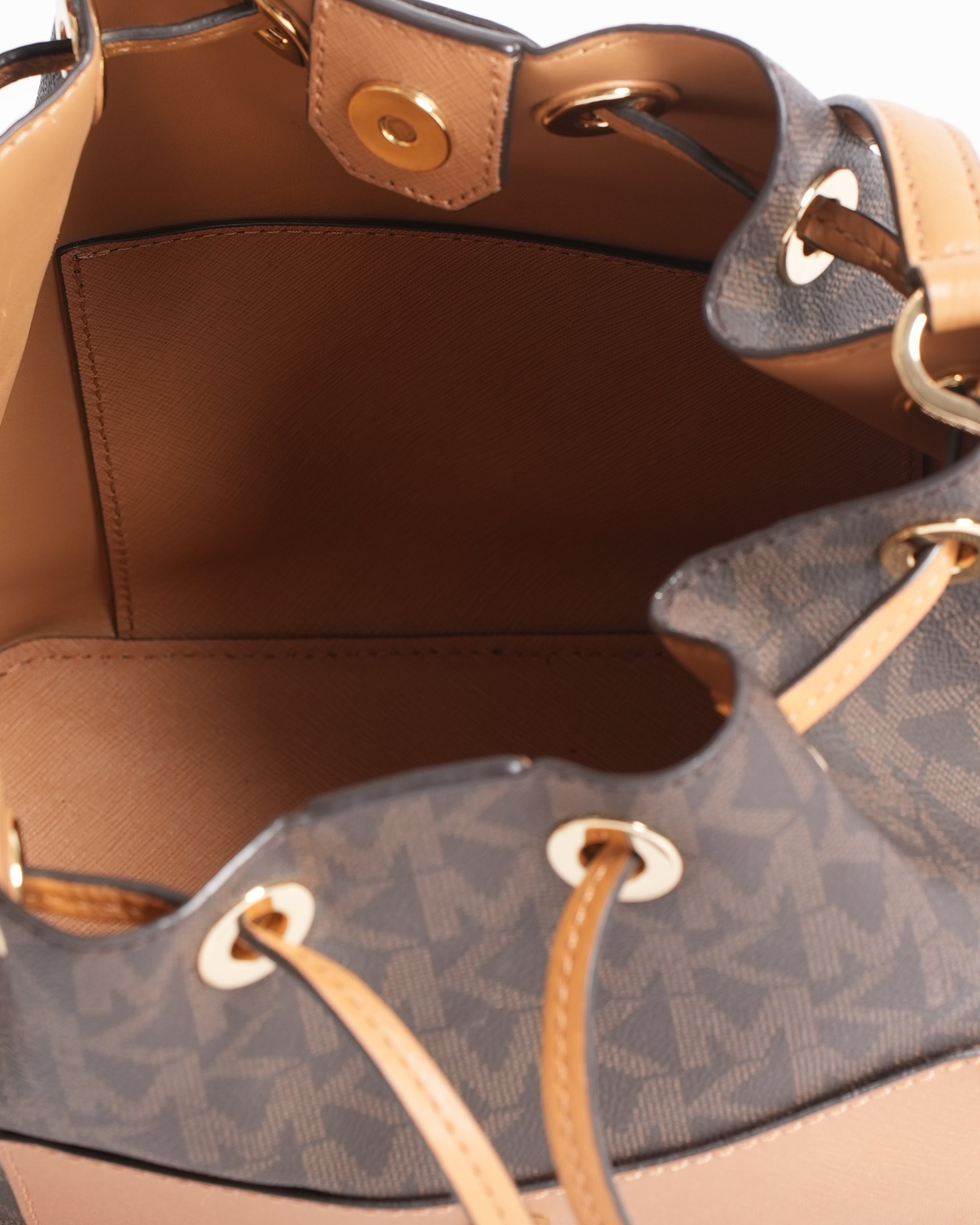 MIchael Kors Monogram Bucket Bag In Brown