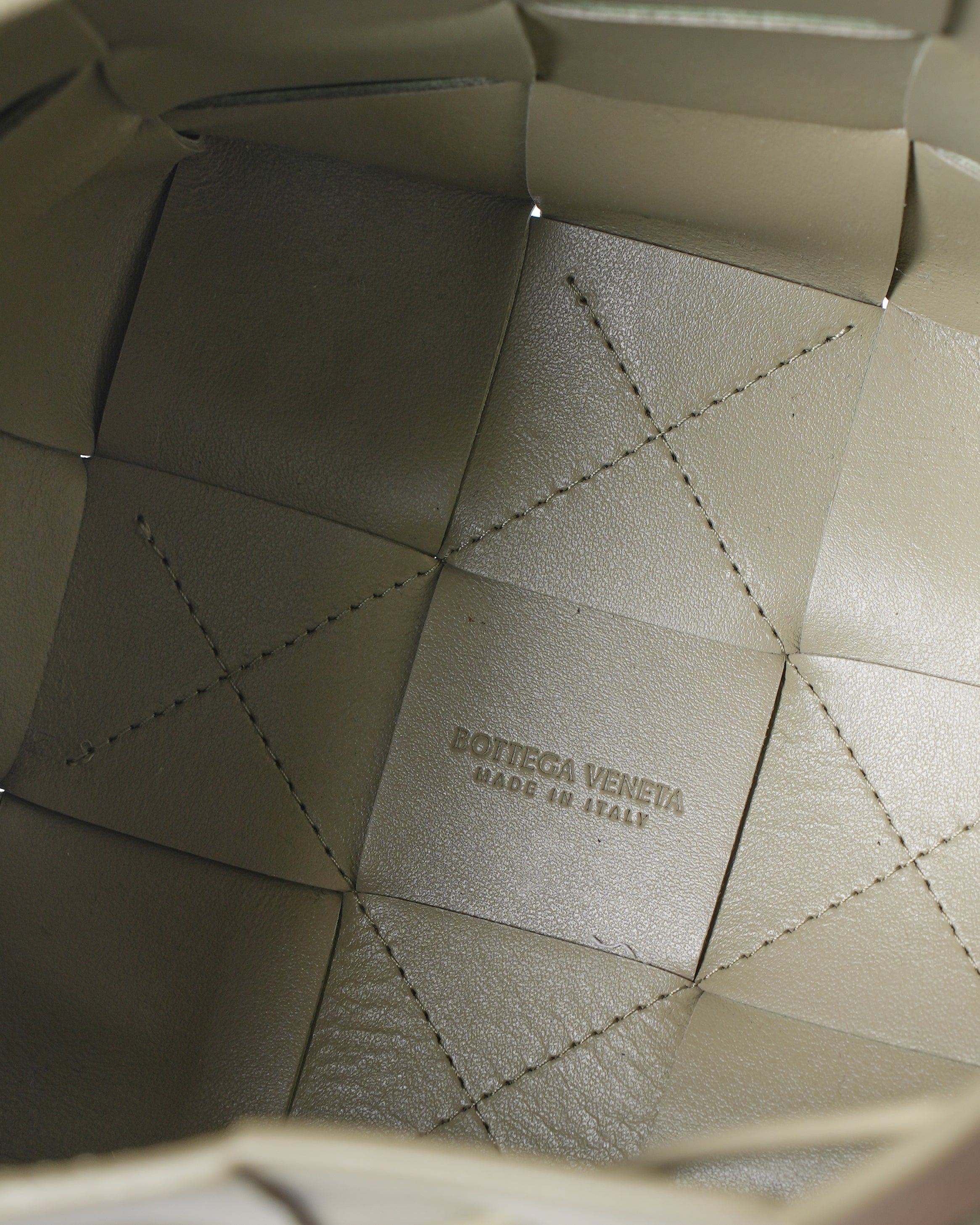 New Bottega Small Cassette Travertine Bucket Bag