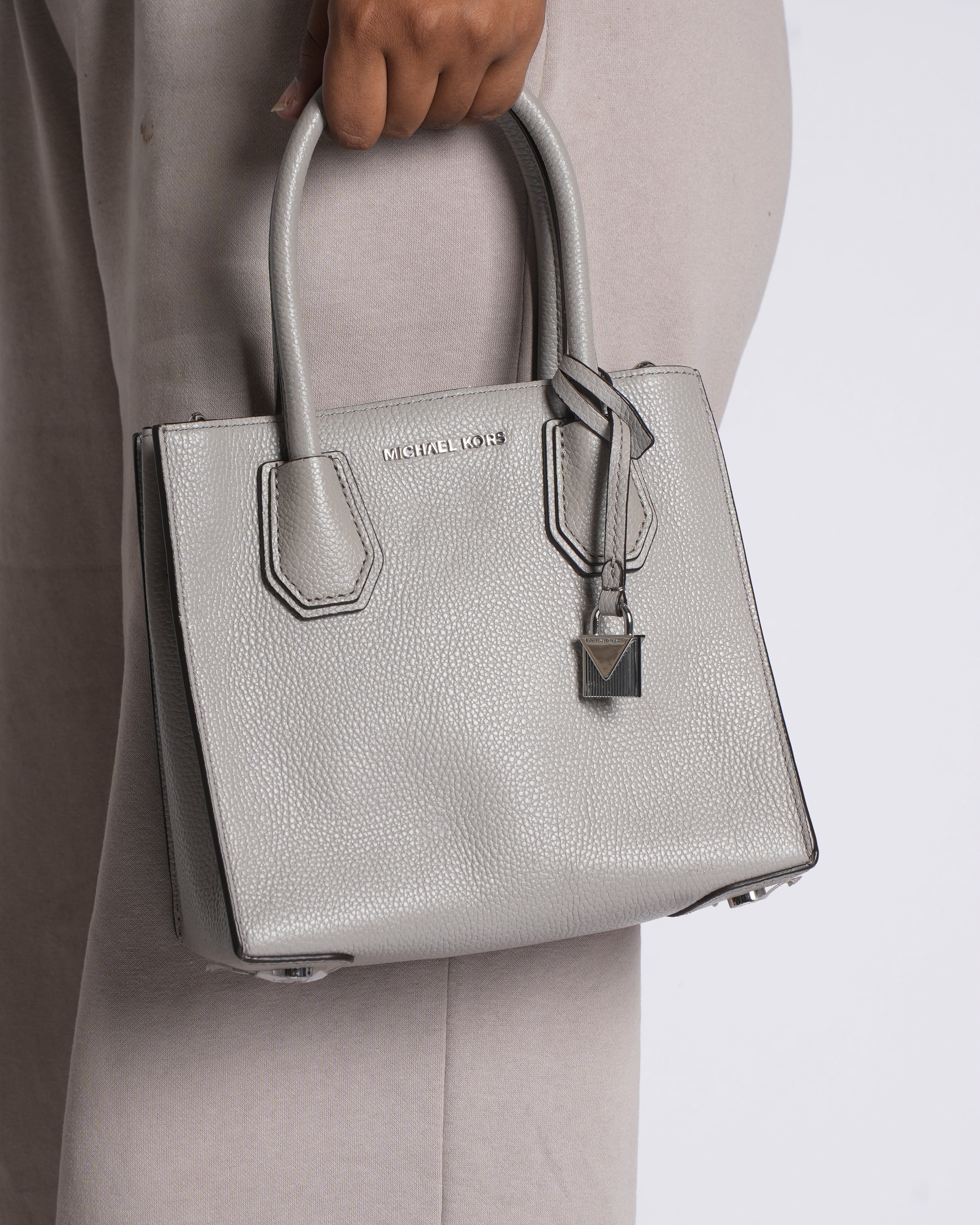 MK Grey Top Handle With Crossbody Bag