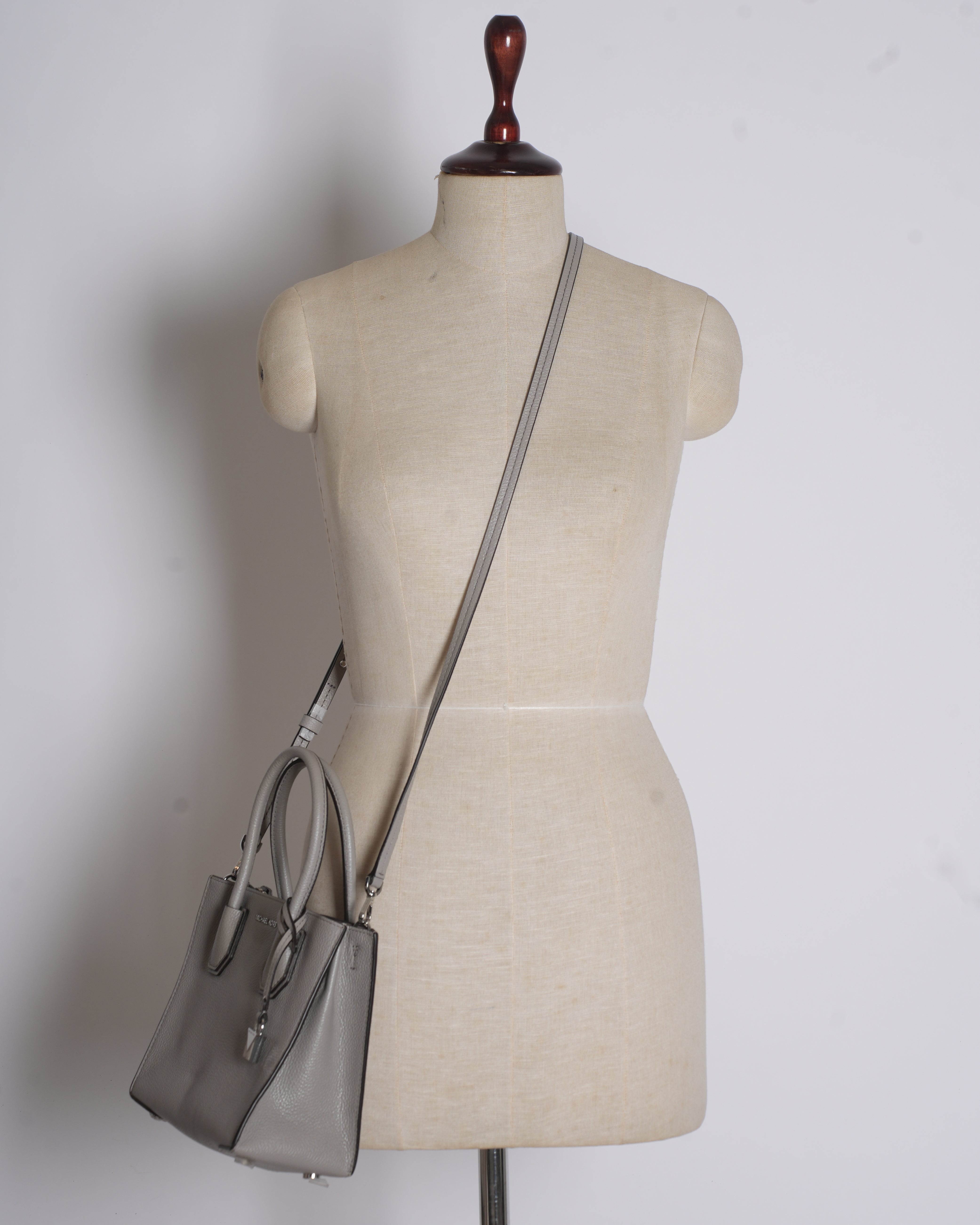 MK Grey Top Handle With Crossbody Bag