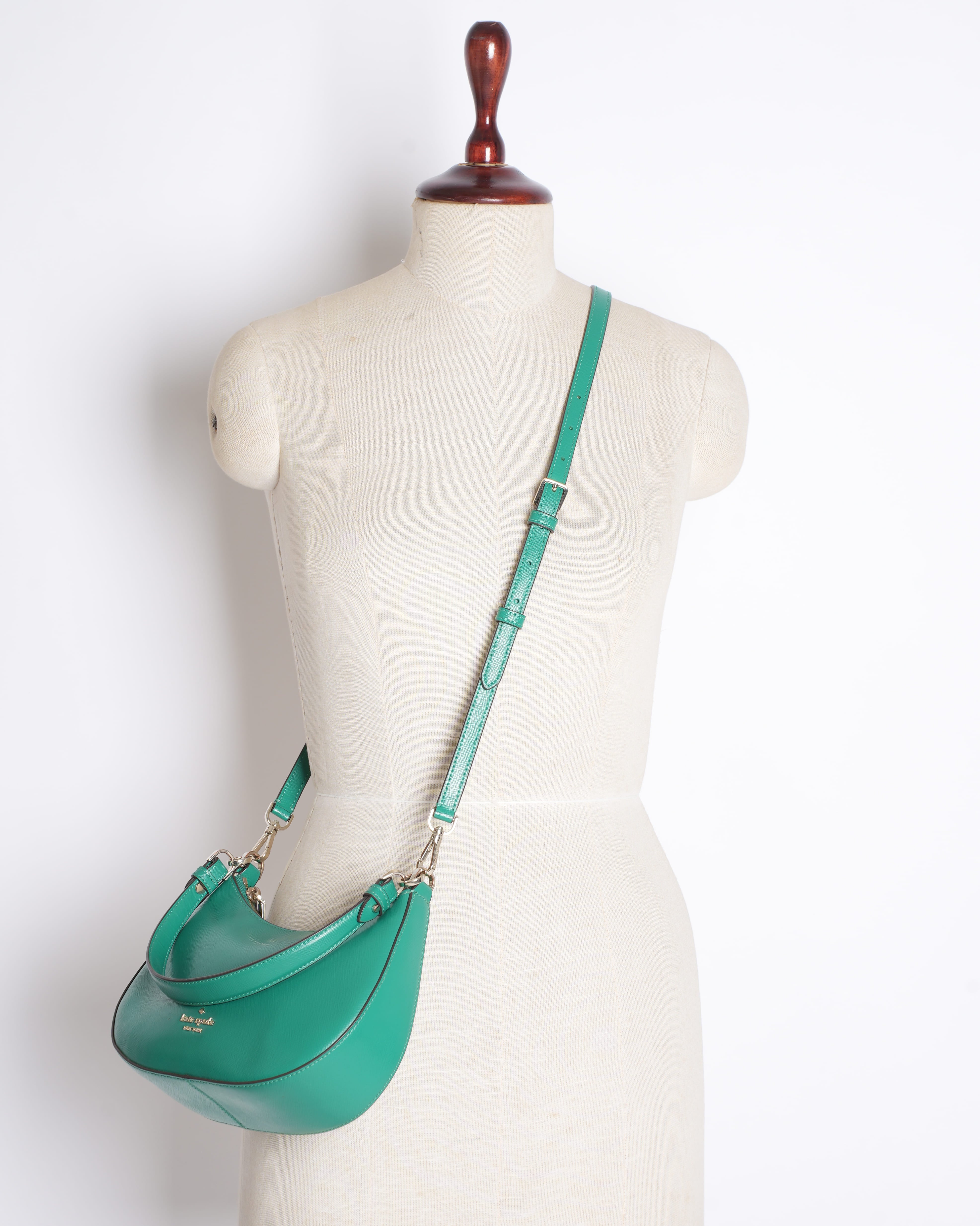 Kate Spade Stacy Saffiano Leather Shoulder Bag in Green