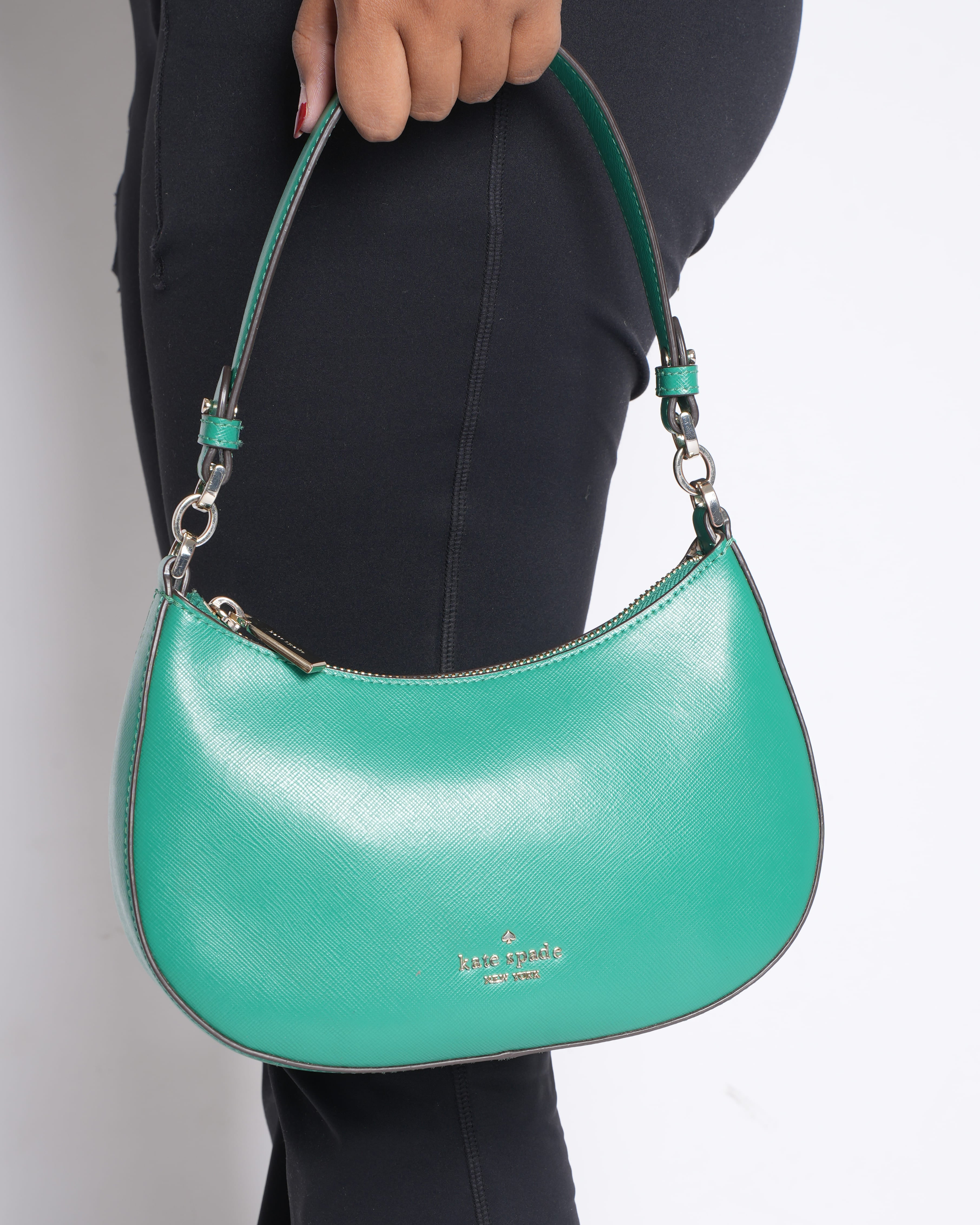 Kate Spade Stacy Saffiano Leather Shoulder Bag in Green