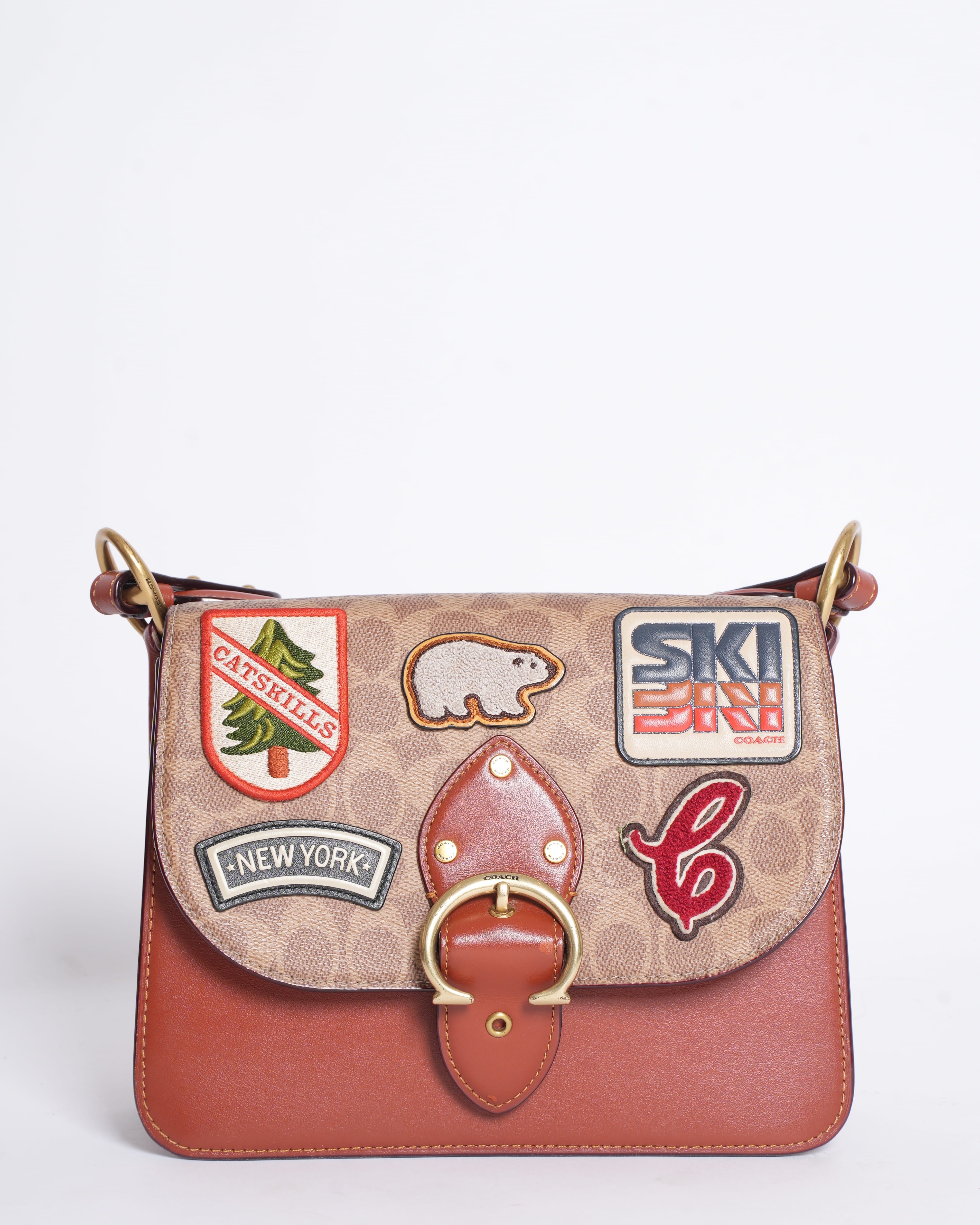Coach Beat Shoulder Bag in Signature Canvas with Souvenir Patches