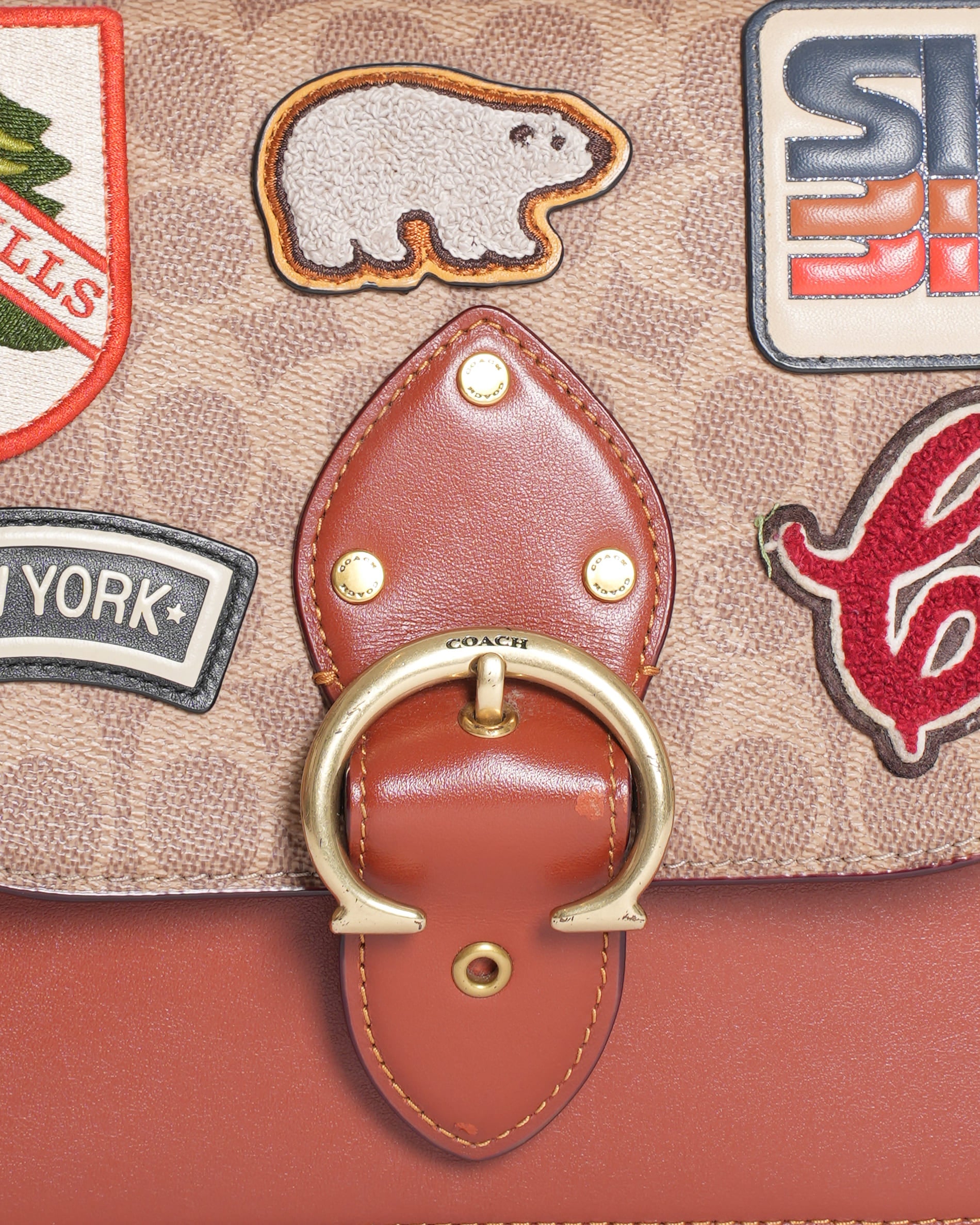 Coach Beat Shoulder Bag in Signature Canvas with Souvenir Patches