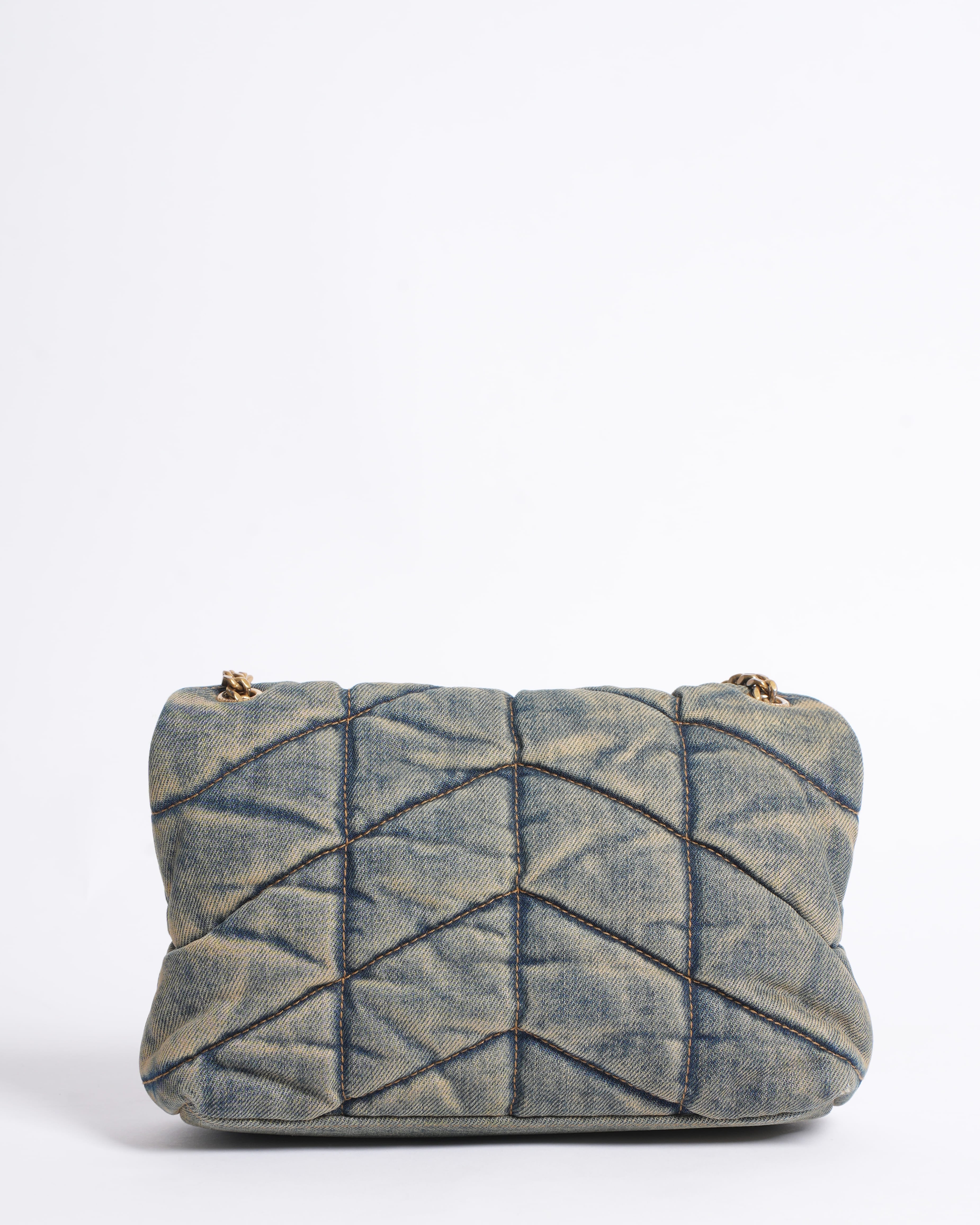 Saint Laurent LouLou Puffer Shoulder Bag in Denim