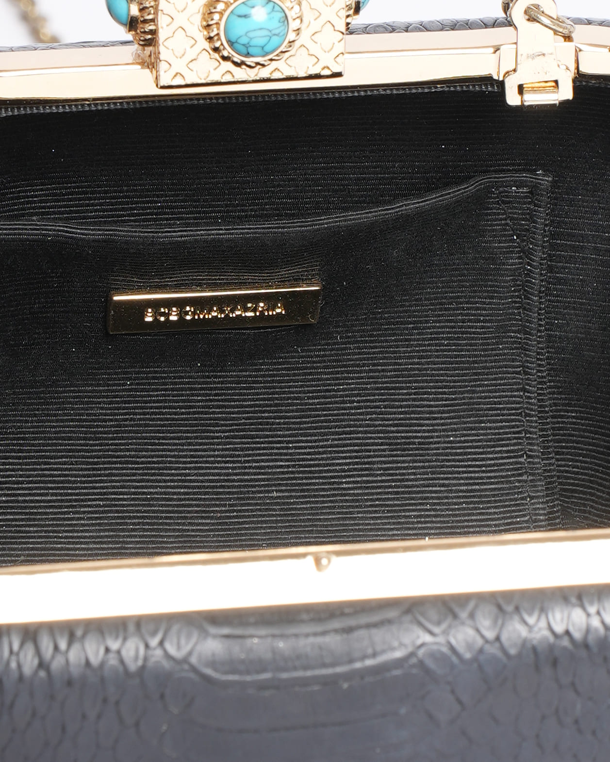 BCBG Black Snakeskin Clutch