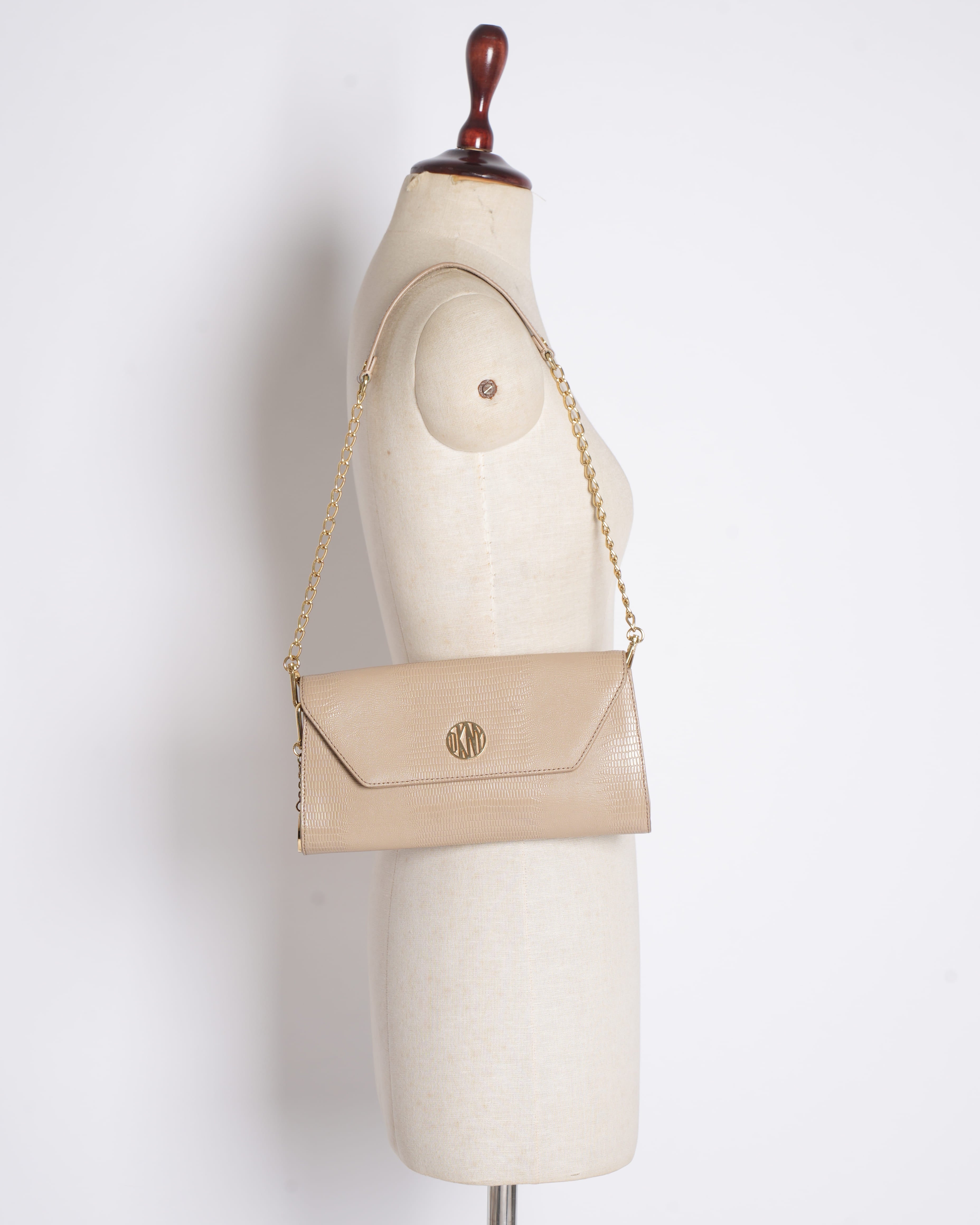 DKNY Envelope Flap Crossbody Bag in Beige