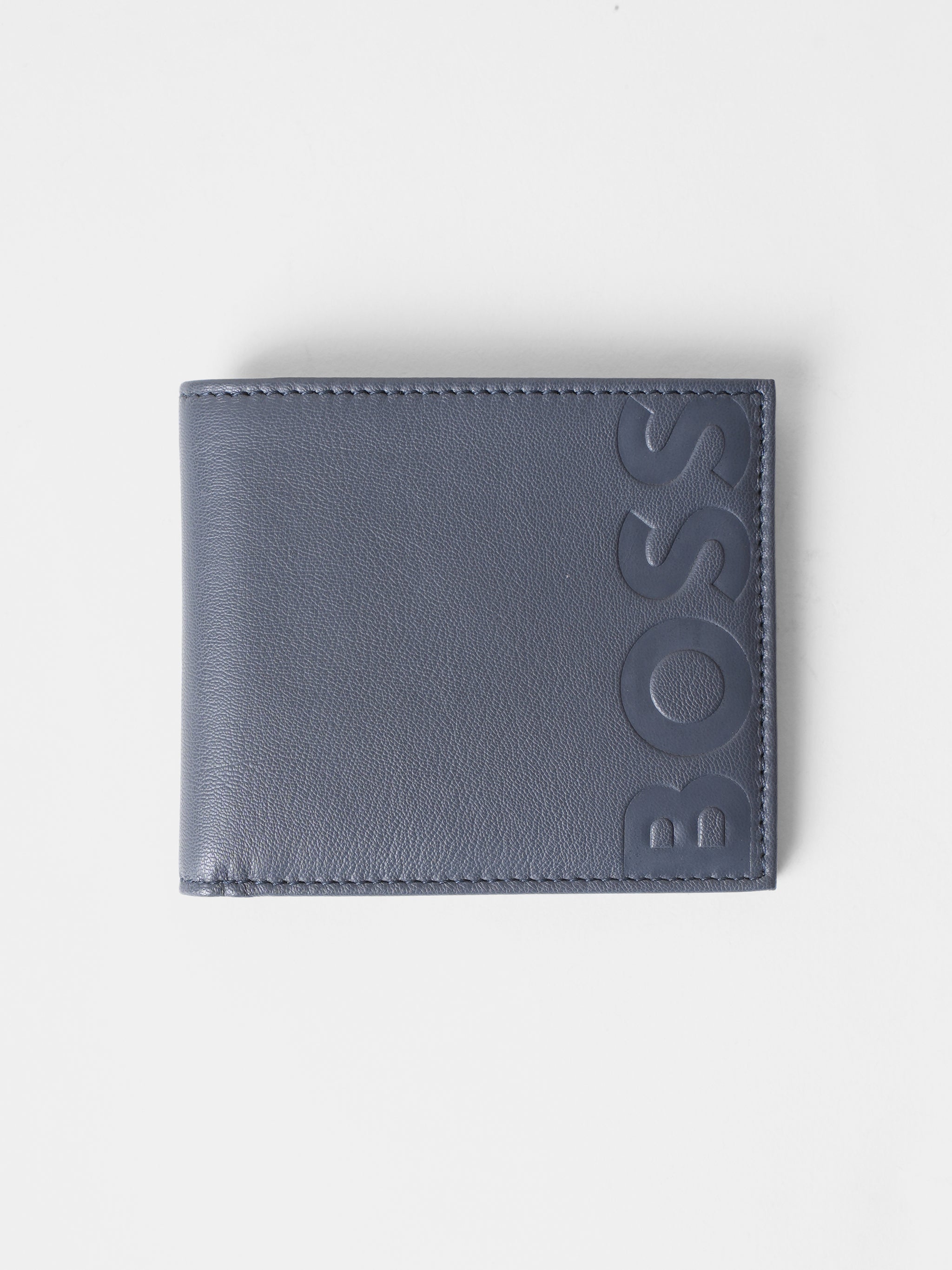 New Hugo Boss Embosed Logo Wallet In Grained Leather With Coin Pocket