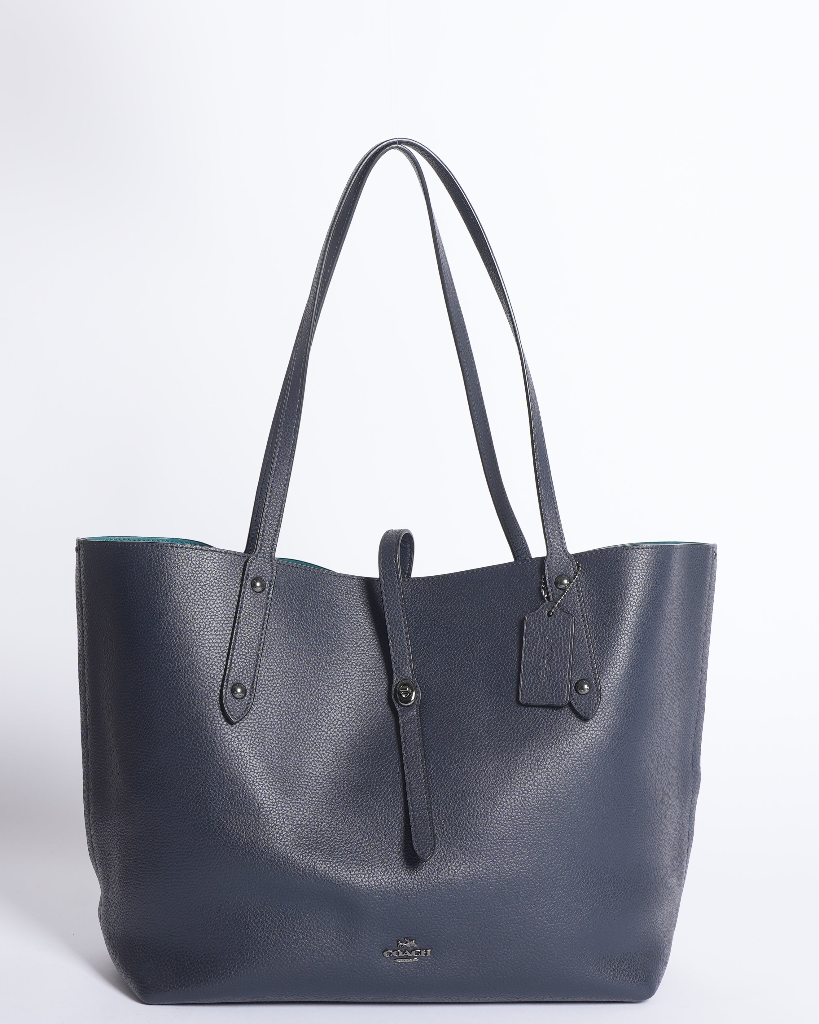 Coach navy teal market tote