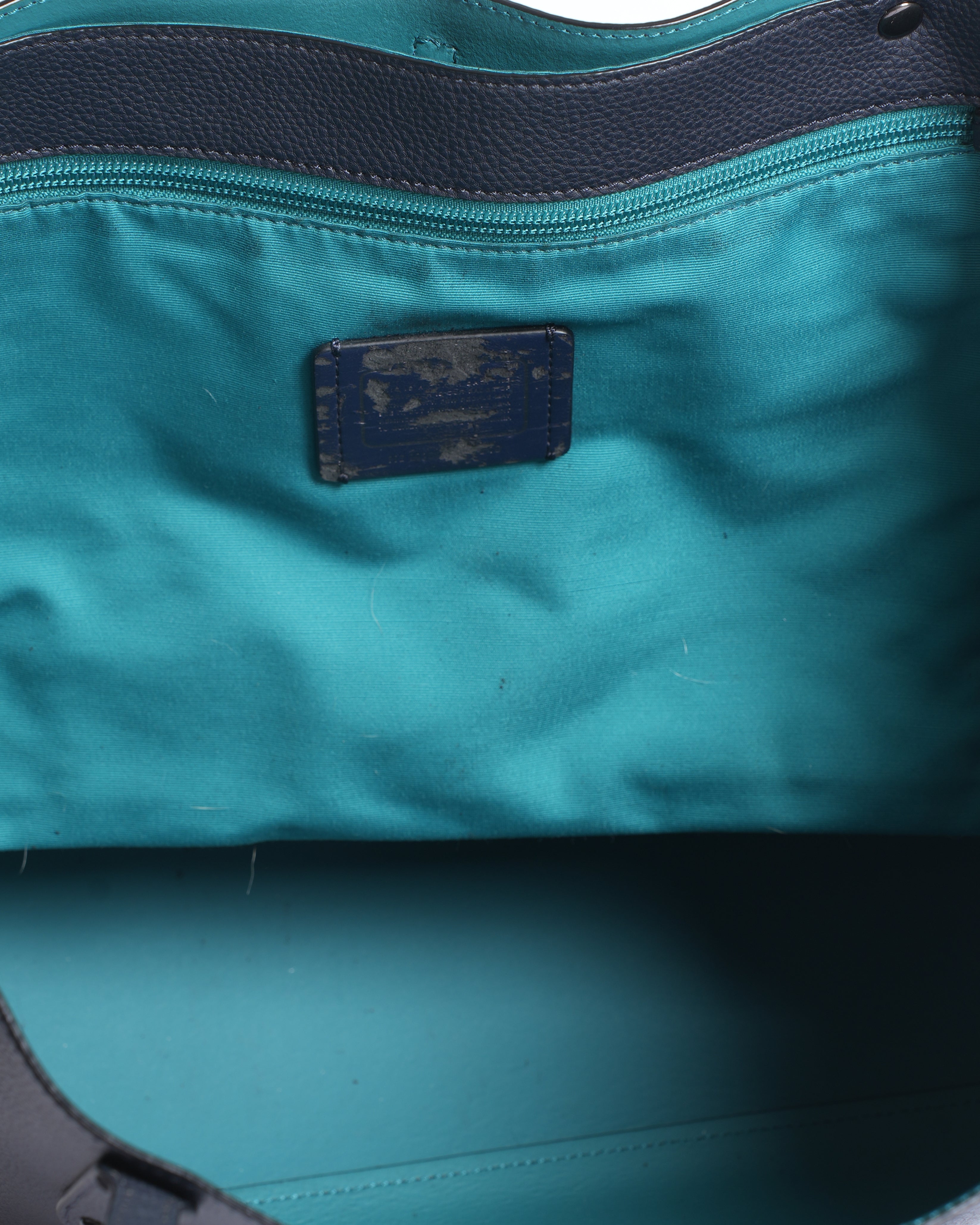 Coach navy teal market tote