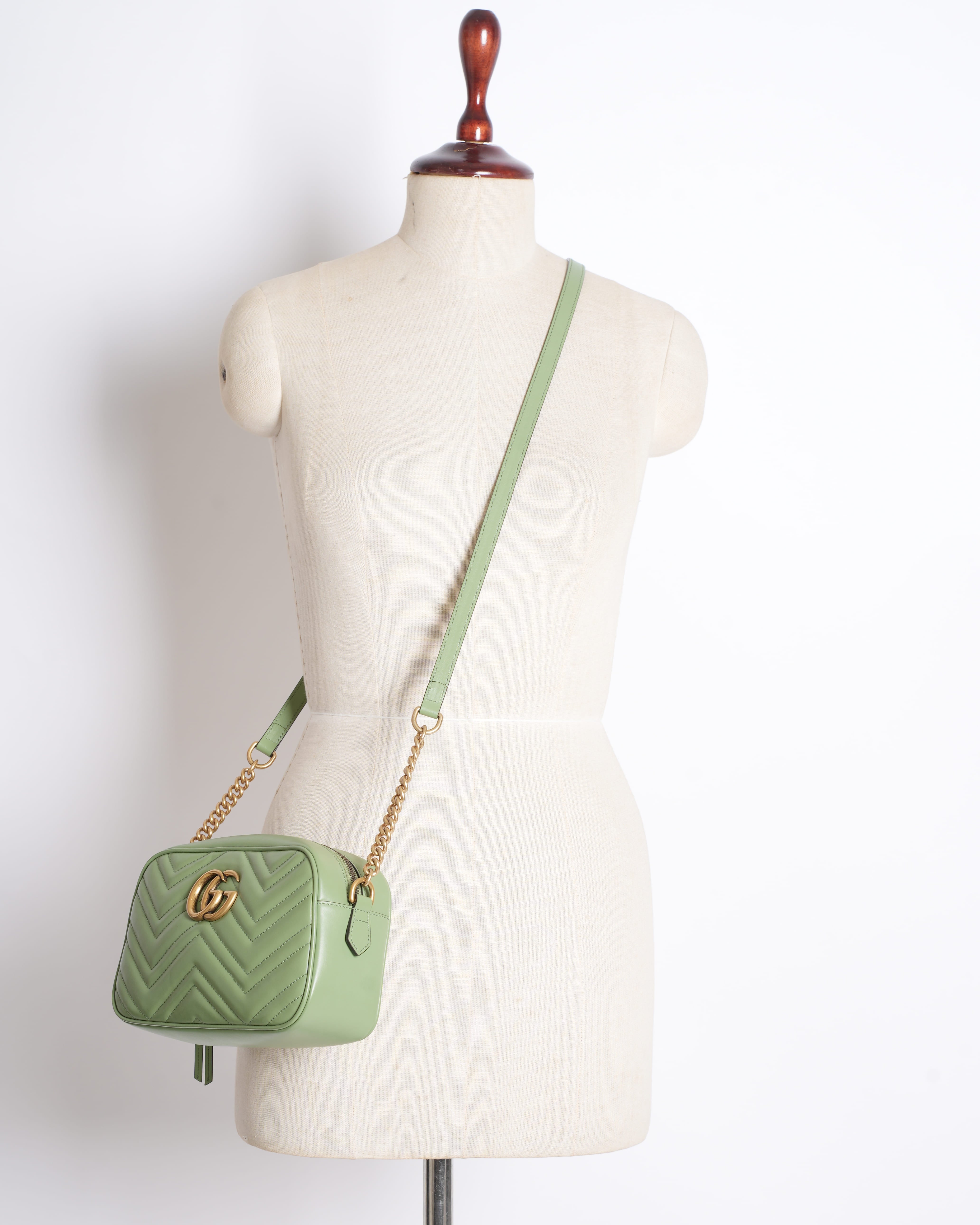 Gucci GG Marmont Matelassé Shoulder Bag in Sage Green