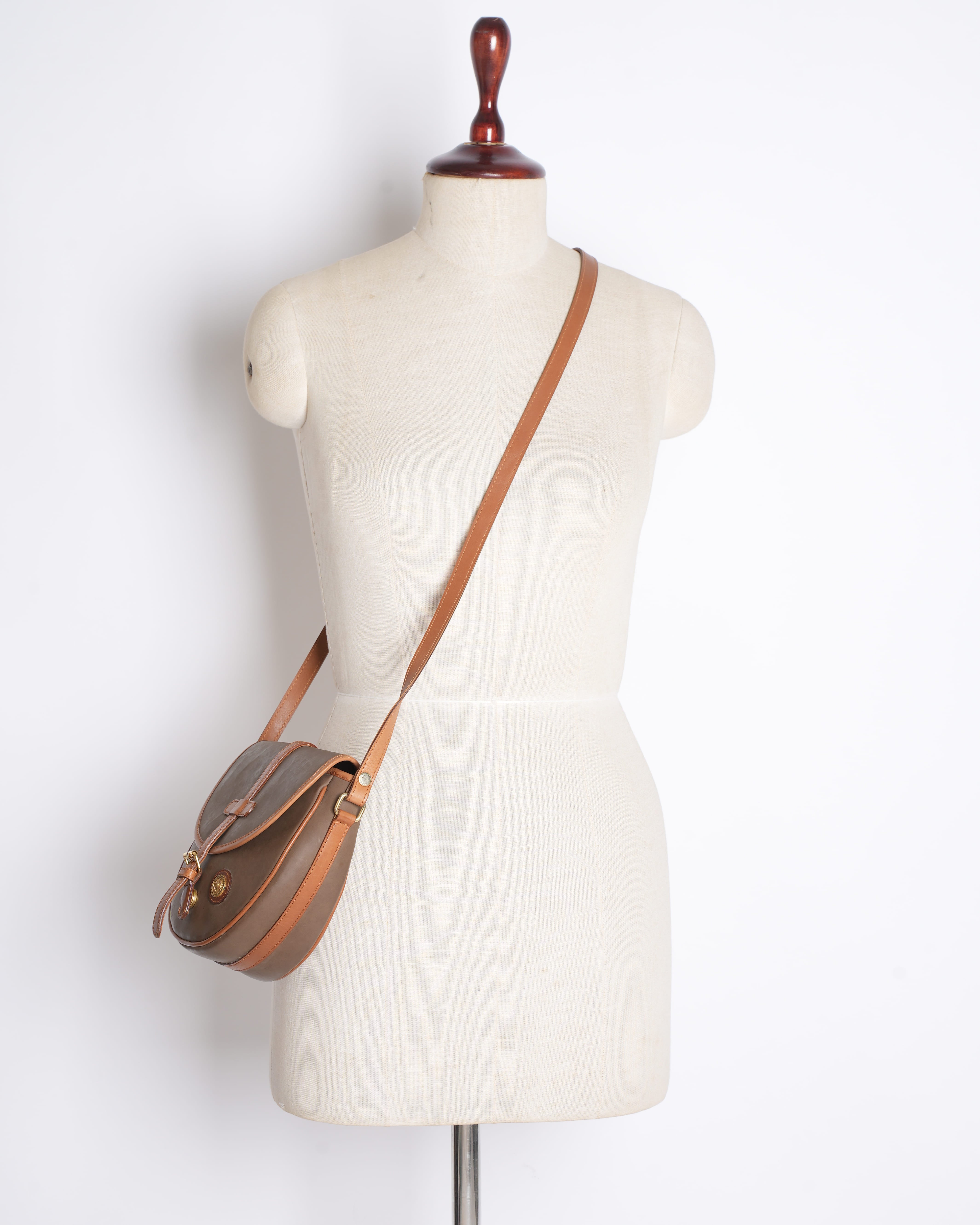 Vintage Pierre Balmain Calfskin Leather Duffle Bag with Small Shoulder Bag