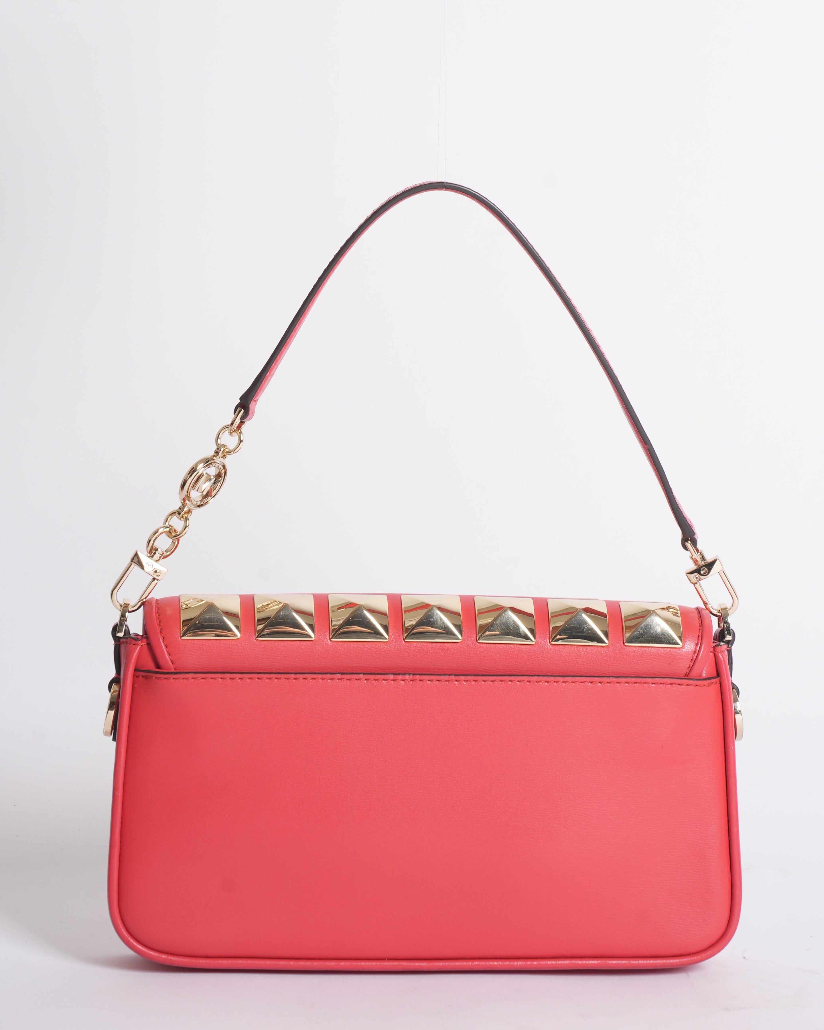Michael Kors Studded Leather Bradshaw Shoulder Bag in Red