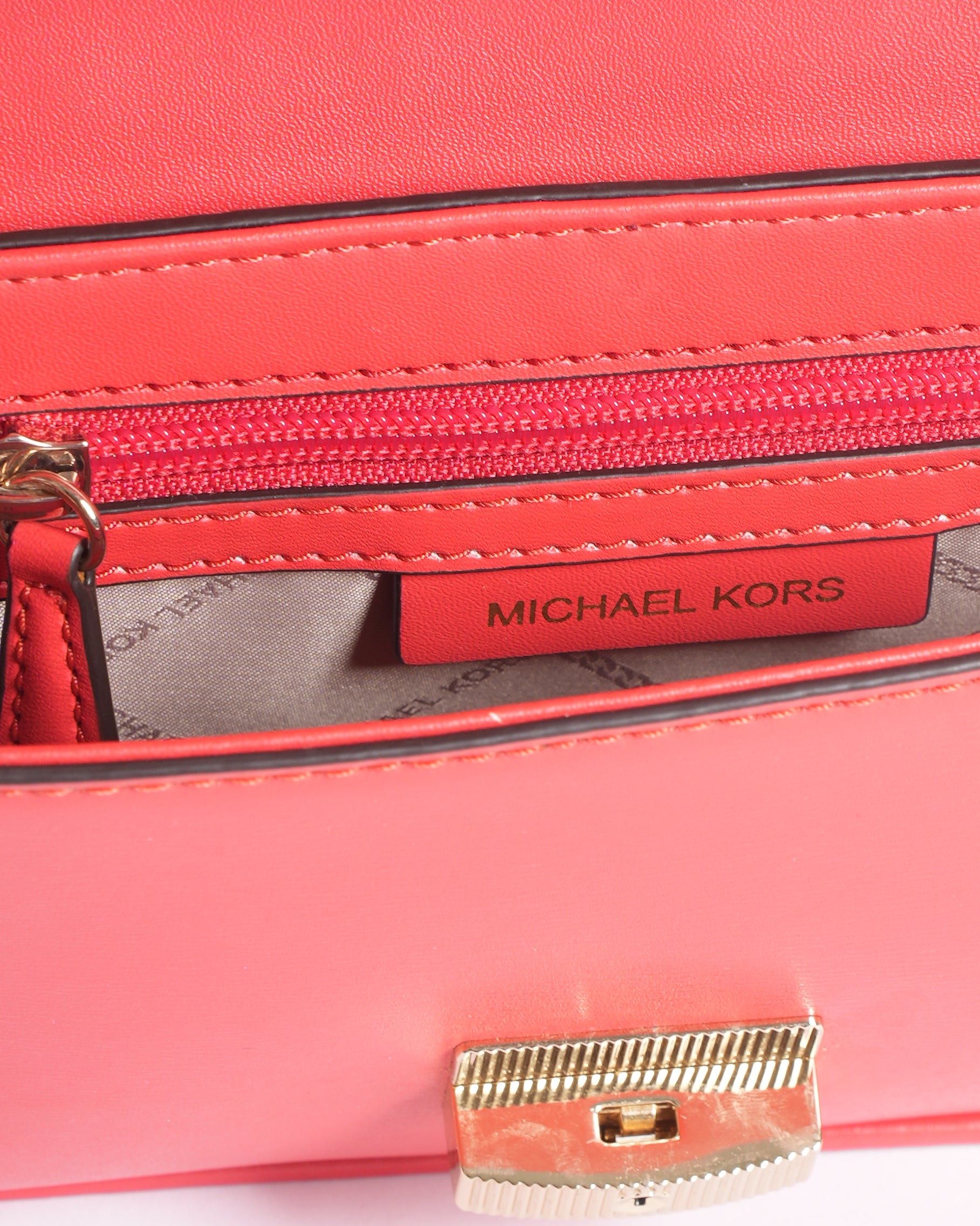 Michael Kors Studded Leather Bradshaw Shoulder Bag in Red