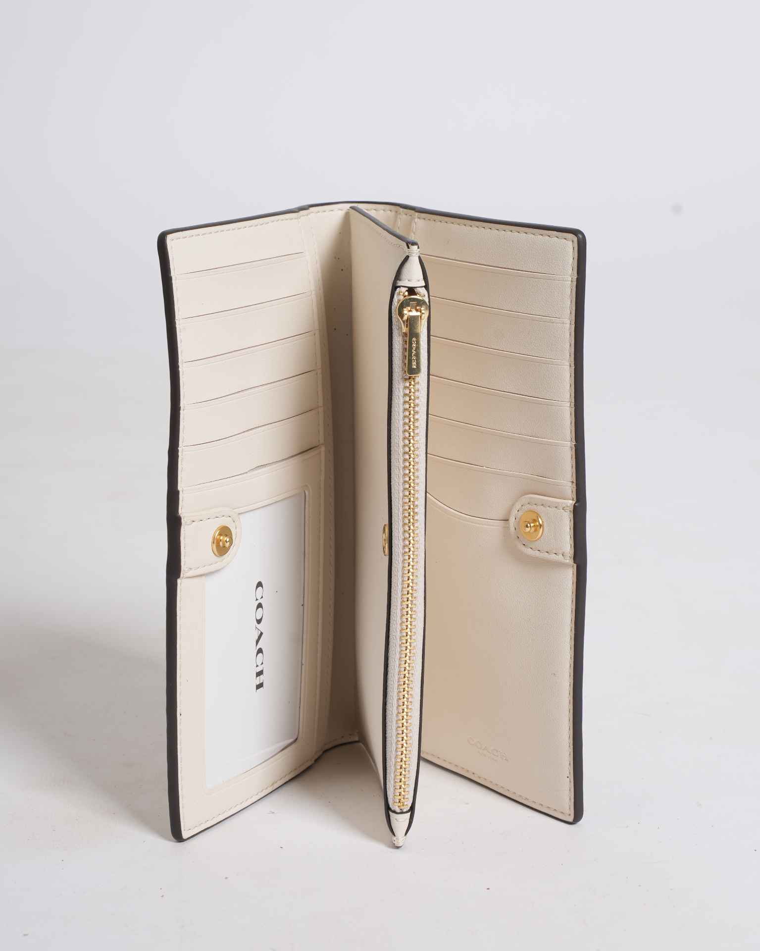 New  Coach Monogram Slim Zip Wallet